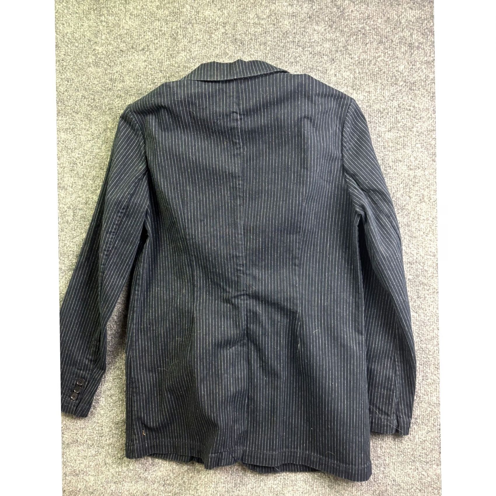 Vintage Current/Elliott Pinstripe Blazer Womens Size 0 Navy Blue Stretch Cotton Jacket Size XS / US 0-2 / IT 36-38 - 7 Thumbnail
