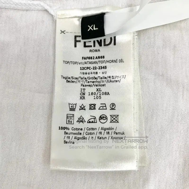 Fendi Fendi Men's White Cotton T-Shirt Size XL . Size US XL / EU 56 / 4 - 6 Thumbnail
