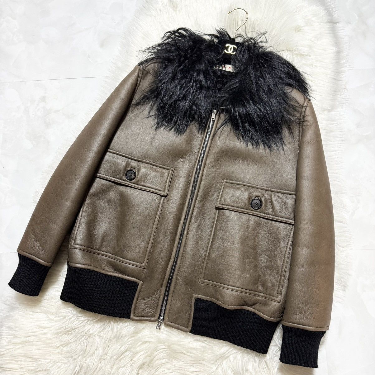 Marni Marni full fur lining leather blouson bomber jacket 42 olive Size M / US 6-8 / IT 42-44 - 4 Thumbnail
