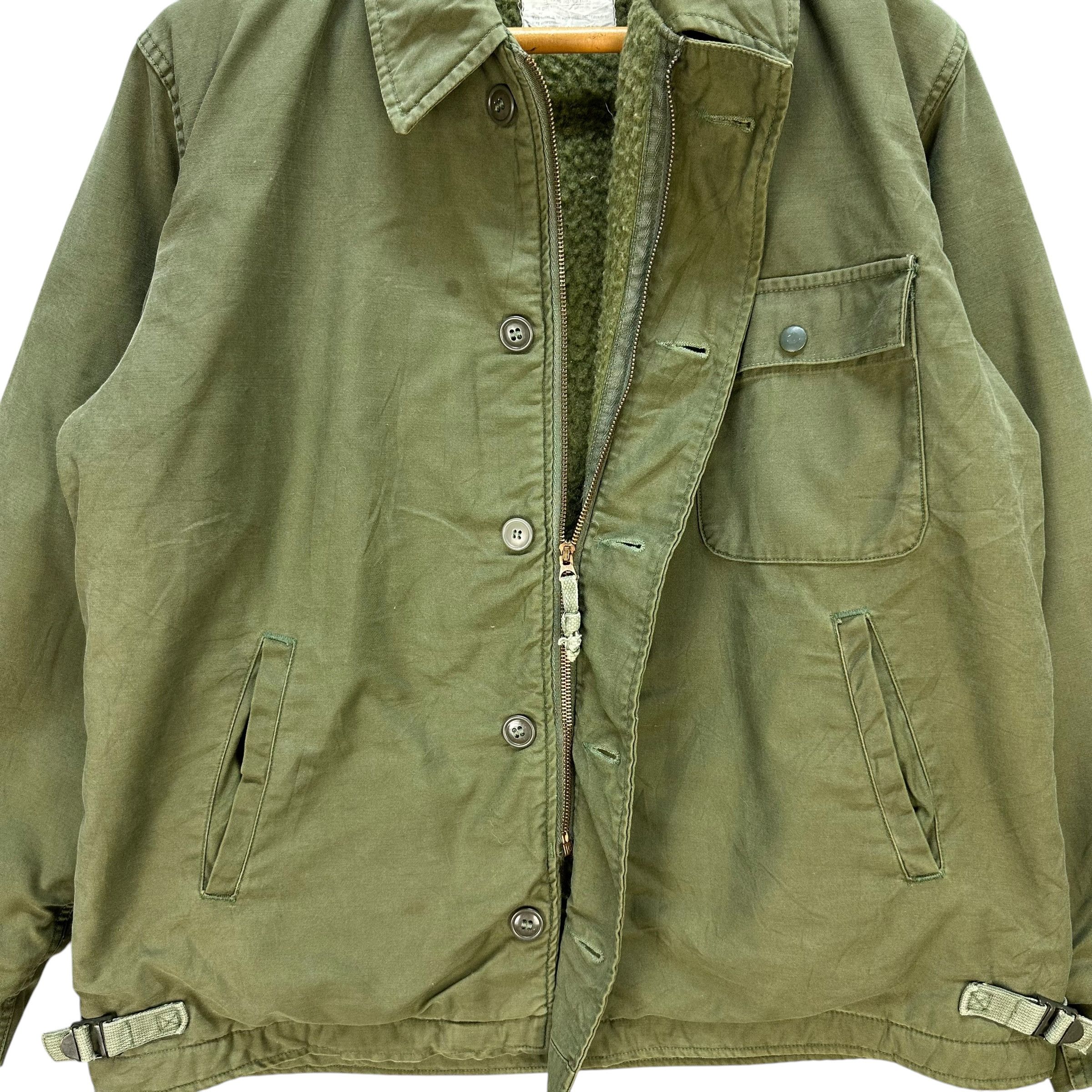 Vintage 1970's USN A-2 Deck Jacket OG-107 Fleece Lined #A74-1795 Size US L / EU 52-54 / 3 - 9 Thumbnail