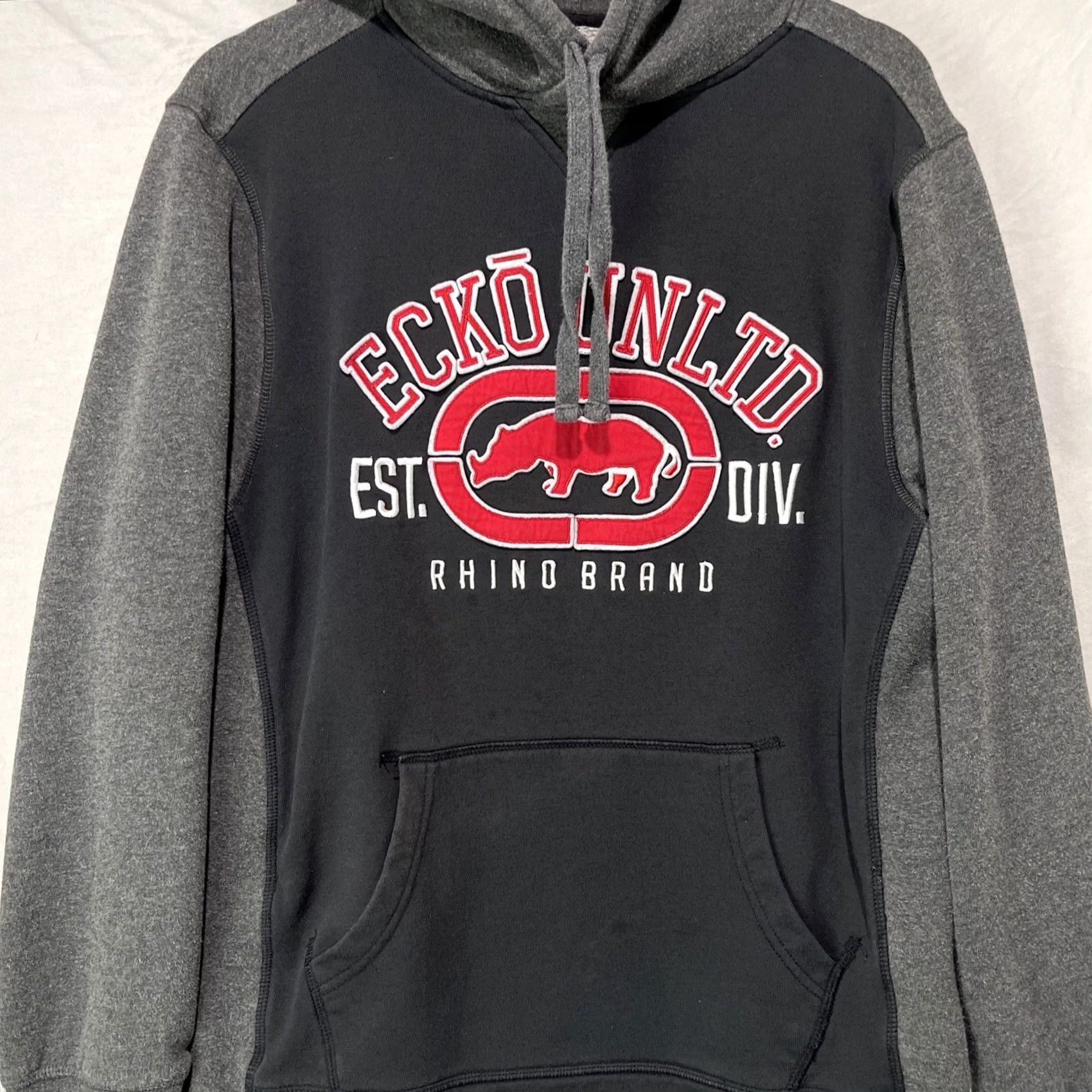 Ecko Unltd. VINTAGE Ecko Unltd Hoodie Mens Large Black Gray Fleece Sweatshirt Pullover Rhino Brand Ladies? Size US L / EU 52-54 / 3 - 2 Thumbnail