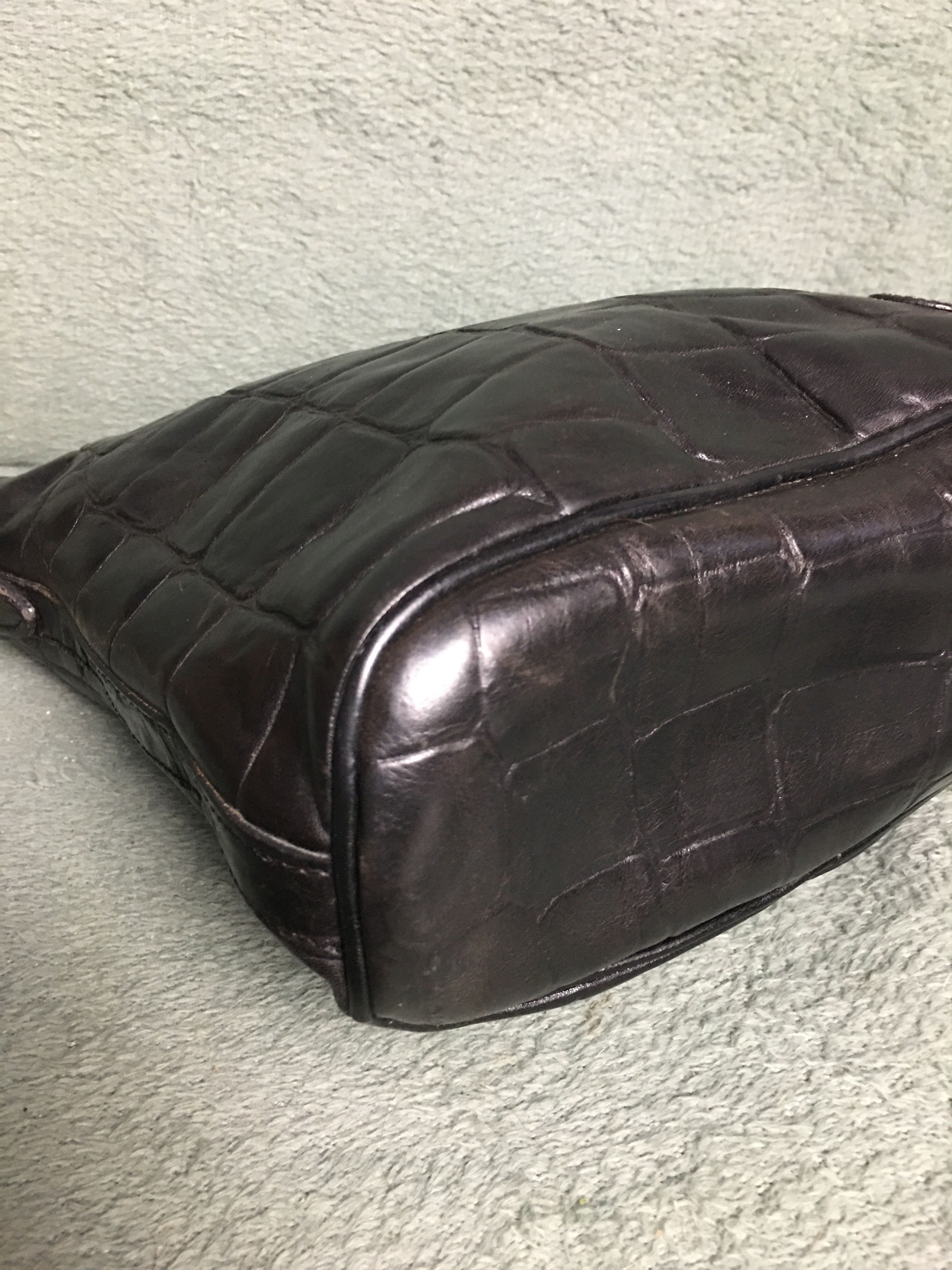 Mulberry Mulberry Black Leather Croco Embossed Shoulder Bag Size ONE SIZE - 11 Thumbnail