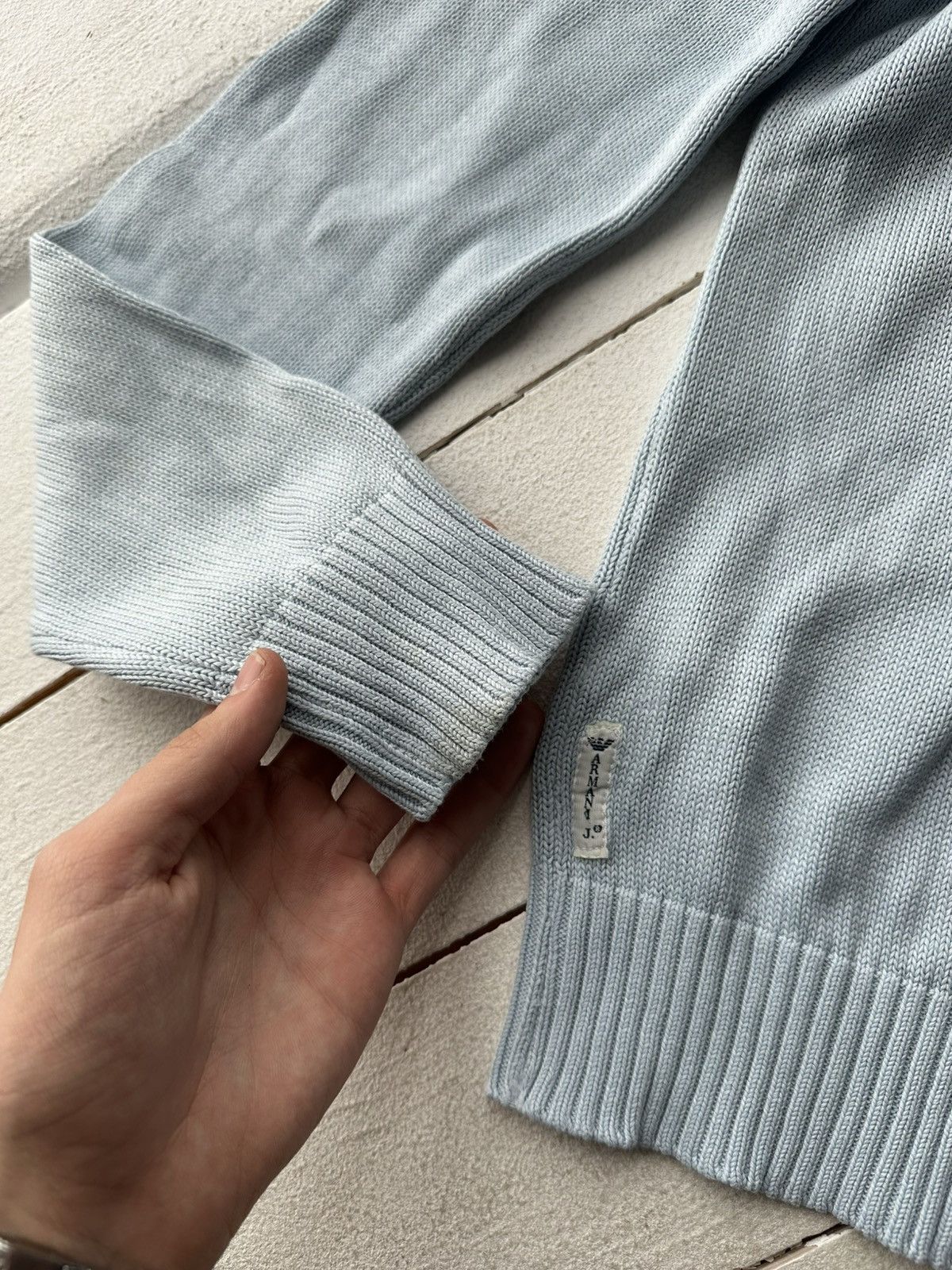 Armani 🚨90s Armani Jeans Sweater wmn sz 40 light blue with logo l Size S / US 4 / IT 40 - 10 Thumbnail