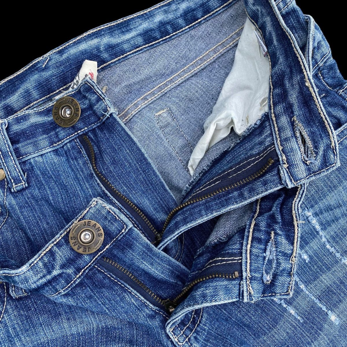 Hysteric Glamour × Japanese Brand Crazy Double Waist Thrashed Denim Jeans Size US 31 - 18 Thumbnail
