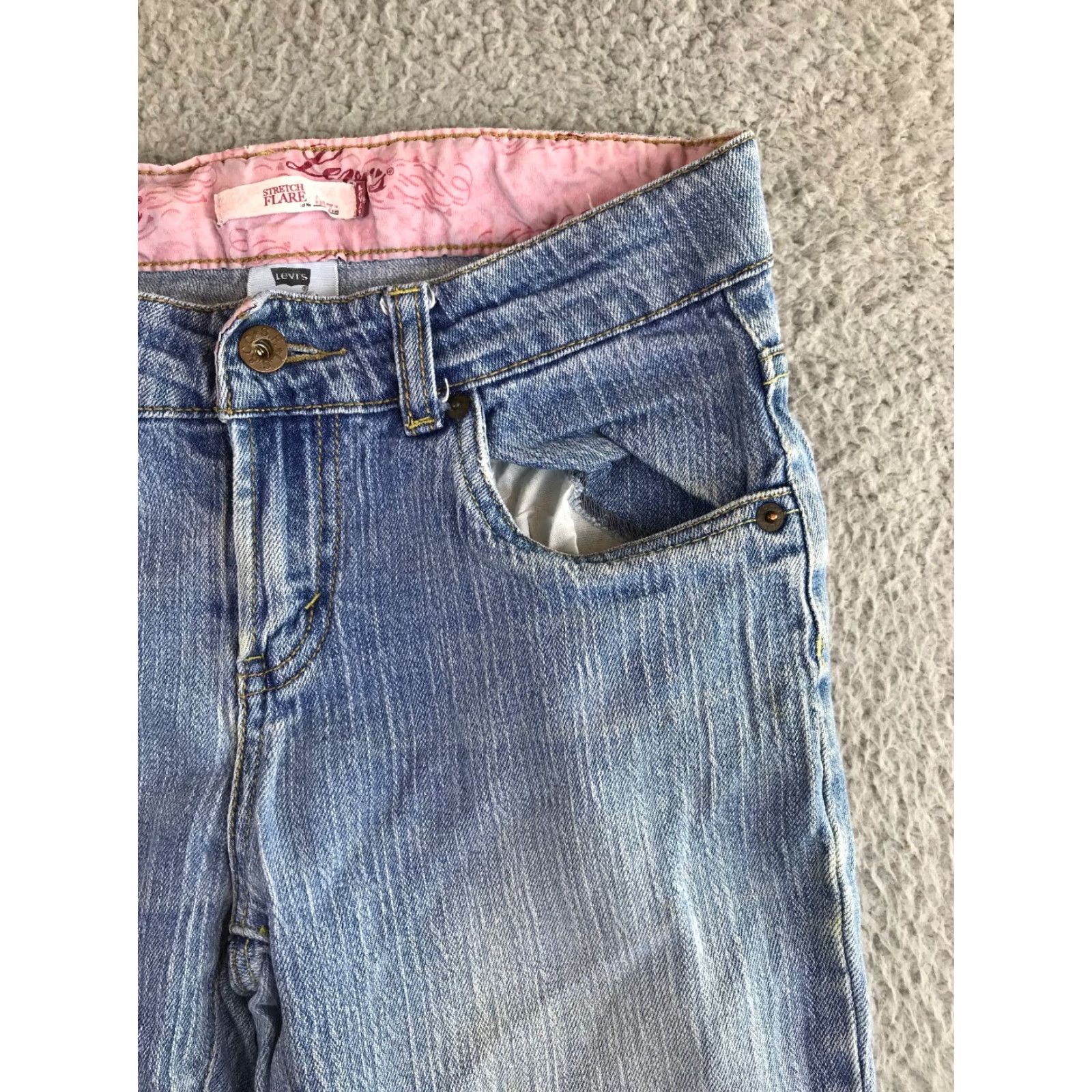 Levi's Levi's 517 Jeans Juniors 12.5 Blue Denim Flare Low Rise Pockets Logo Stretch Jeans | Levi's 500 Series Size 34" / US 12 / IT 48 - 7 Thumbnail