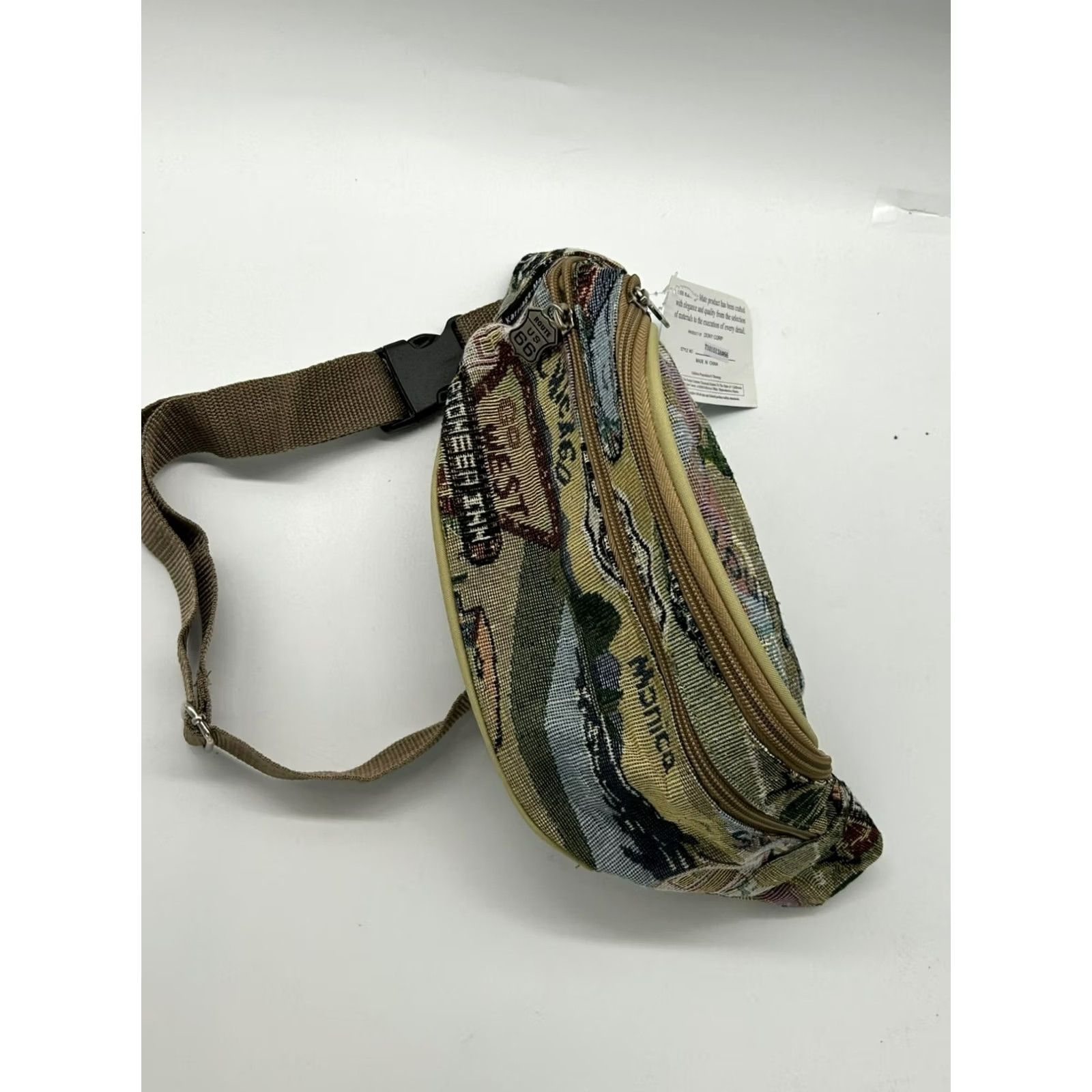 Vintage VINTAGE Route 66 Tapestry Fanny Pack Belt Bag & Fanny Pack Women Tan Adjustable Strap New With Tags Mens Womens Girls Boys Size ONE SIZE - 3 Thumbnail