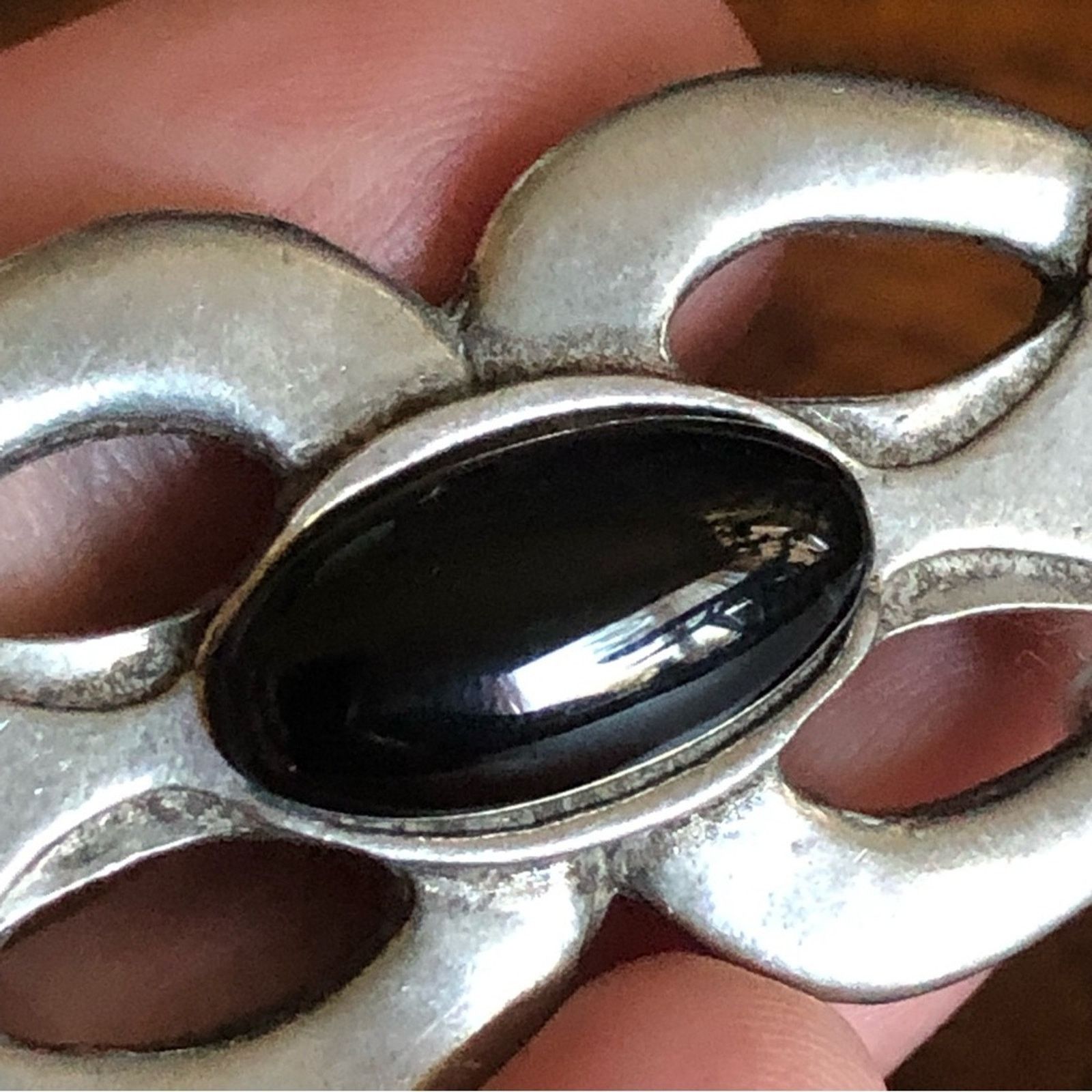 Vintage Vintage 1988 Seagull Pewter art deco black onyx brooch pin Size ONE SIZE - 6 Thumbnail