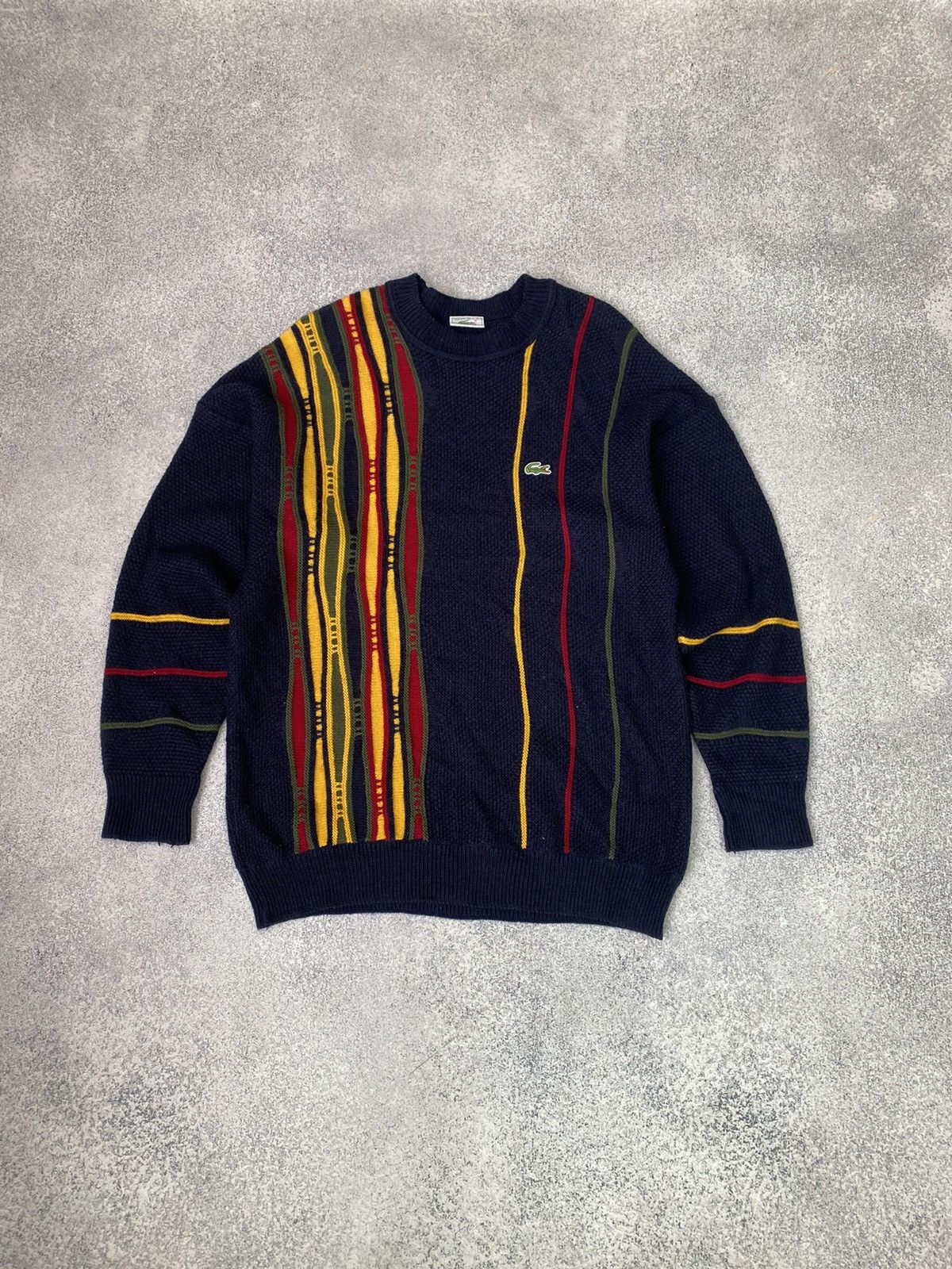 Designer × Lacoste × Vintage Vintage Lacoste Coogi Style Sweater Size US L / EU 52-54 / 3 - 1 Thumbnail