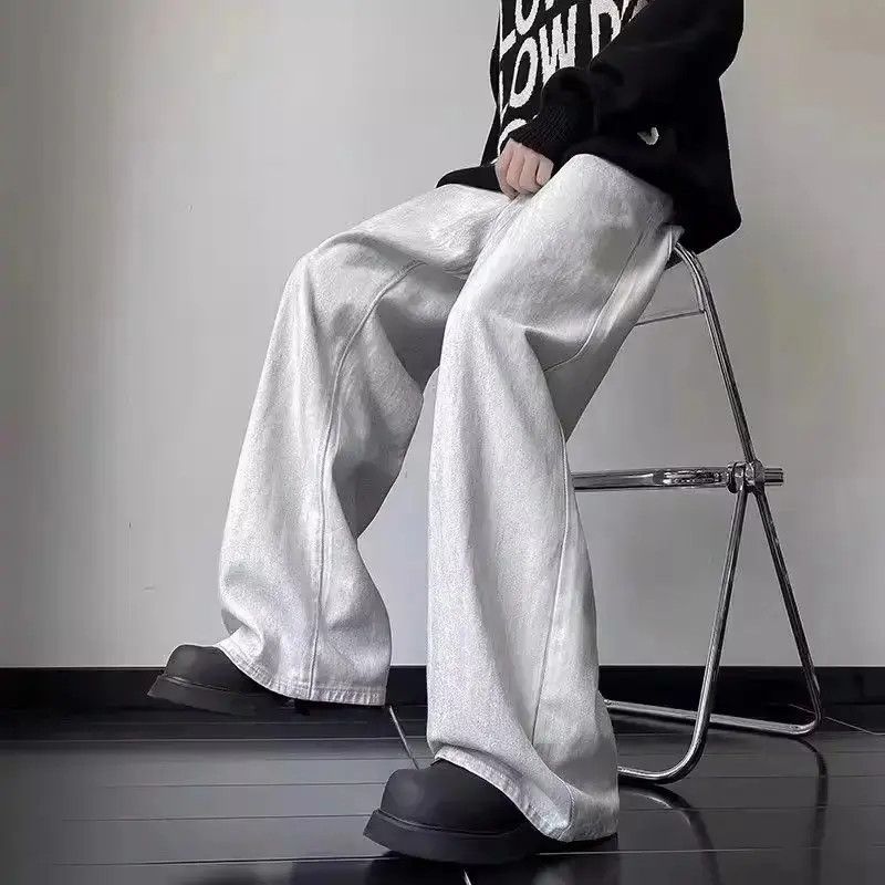 Japanese Brand Retro floor mopping dirty white casual jeans Size US 32 / EU 48 - 1 Thumbnail