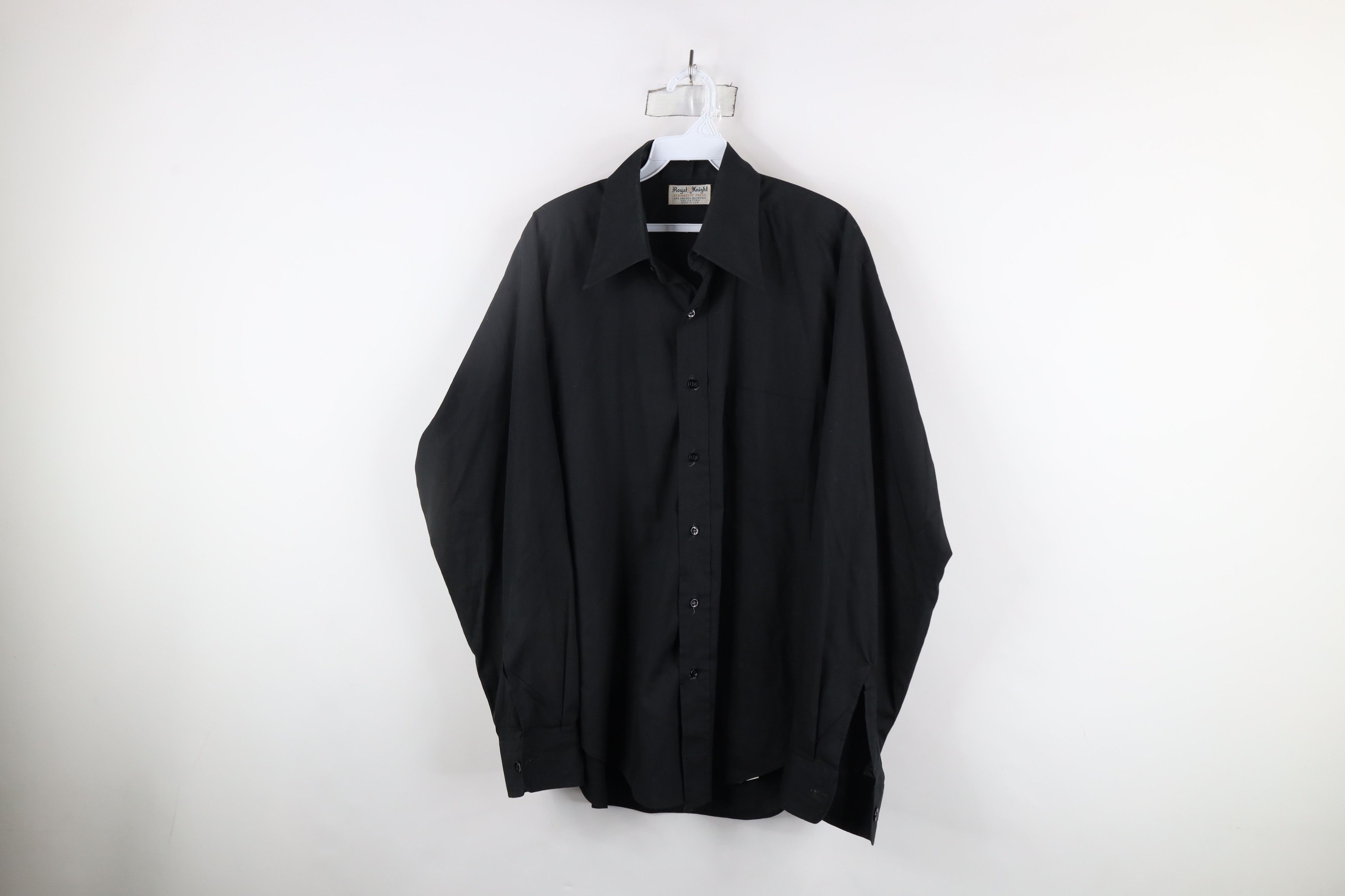 Vintage Vintage 70s Streetwear Blank Collared Button Shirt Black USA Size US XL / EU 56 / 4 - 1 Thumbnail