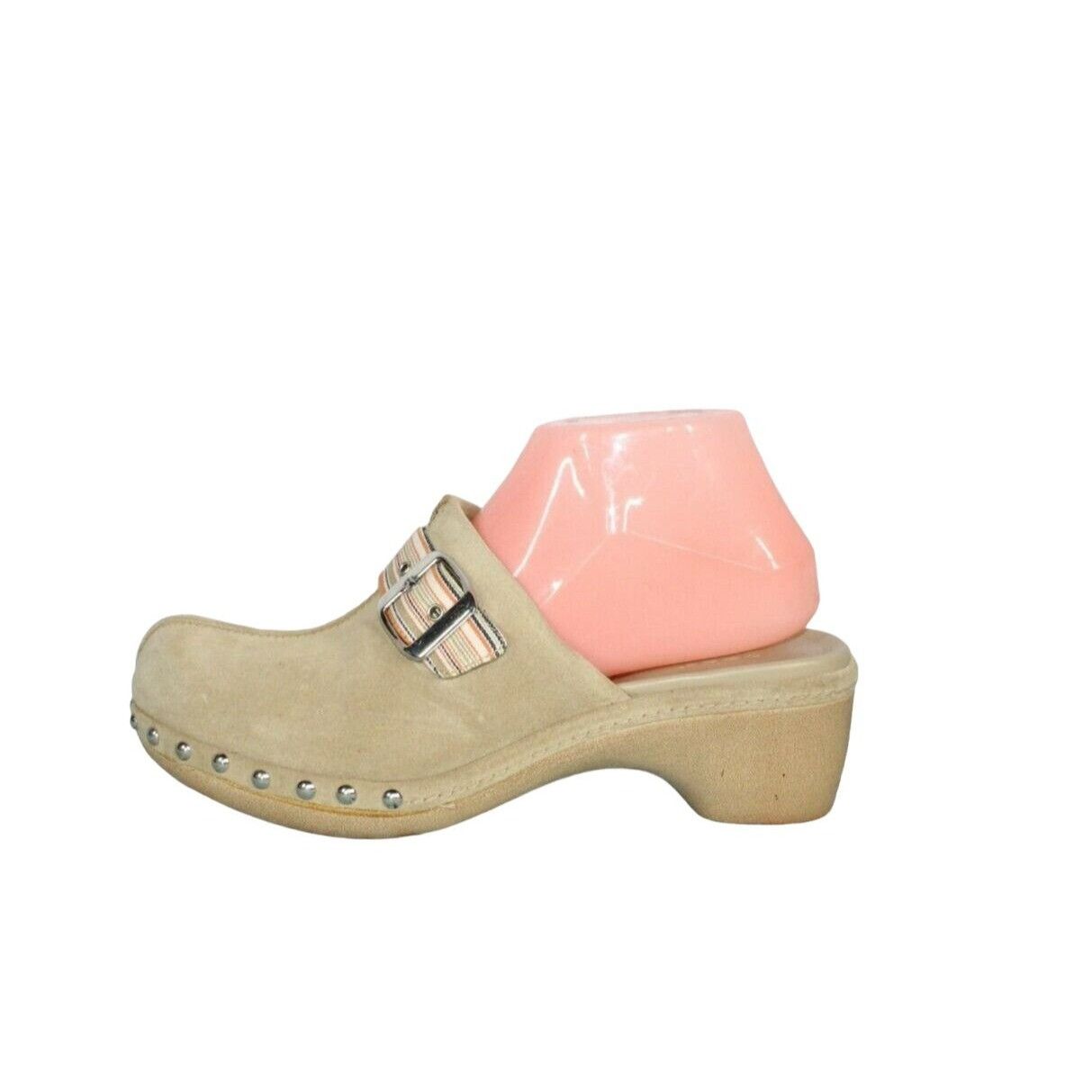 Ecco × Leather Ecco Women's Tan Suede Leather Strap Studded Mule Clogs Size US 7.5 / IT 37.5 - 2 Thumbnail