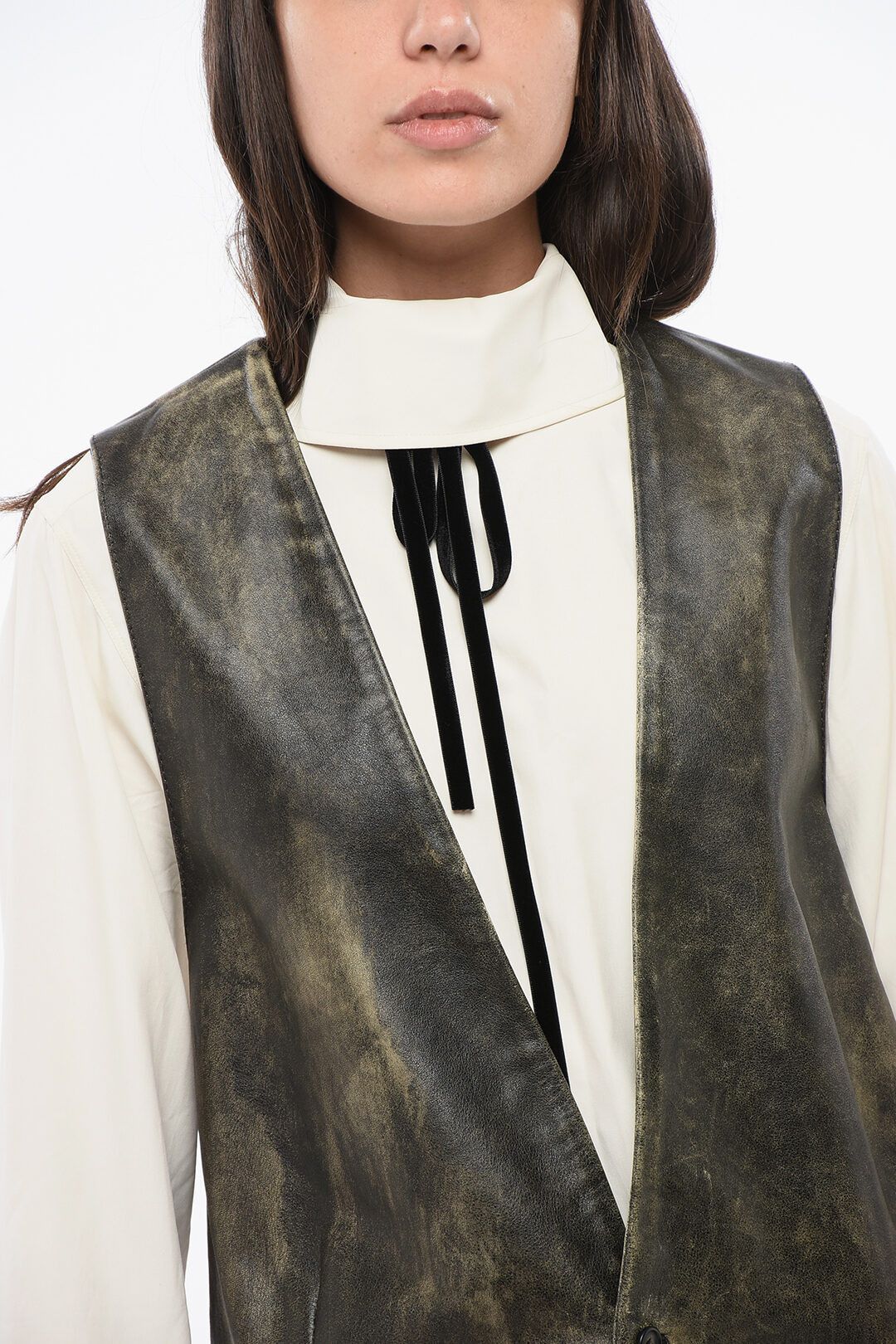Maison Margiela og1mm0825 V-neck Leather Maxi Jacket in Brown Size M / US 6-8 / IT 42-44 - 3 Thumbnail