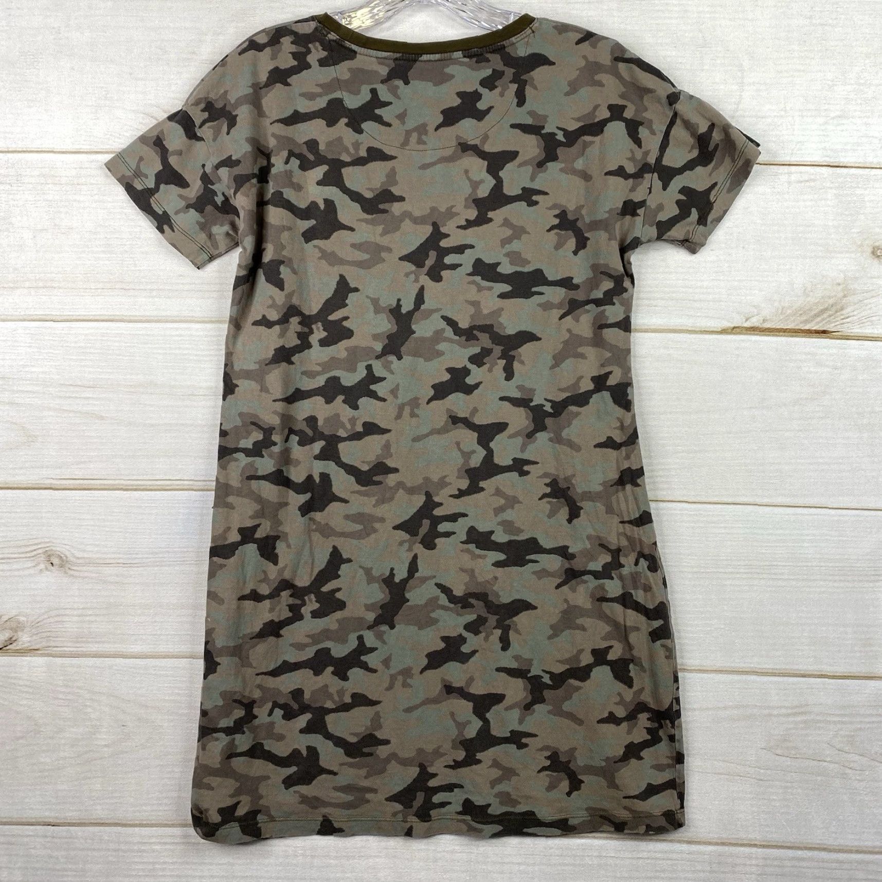 Vintage Columbia Nightgown Nightie Womens S Green Camo Short Sleeve Tee Shirt Dress Size S / US 4 / IT 40 - 8 Thumbnail