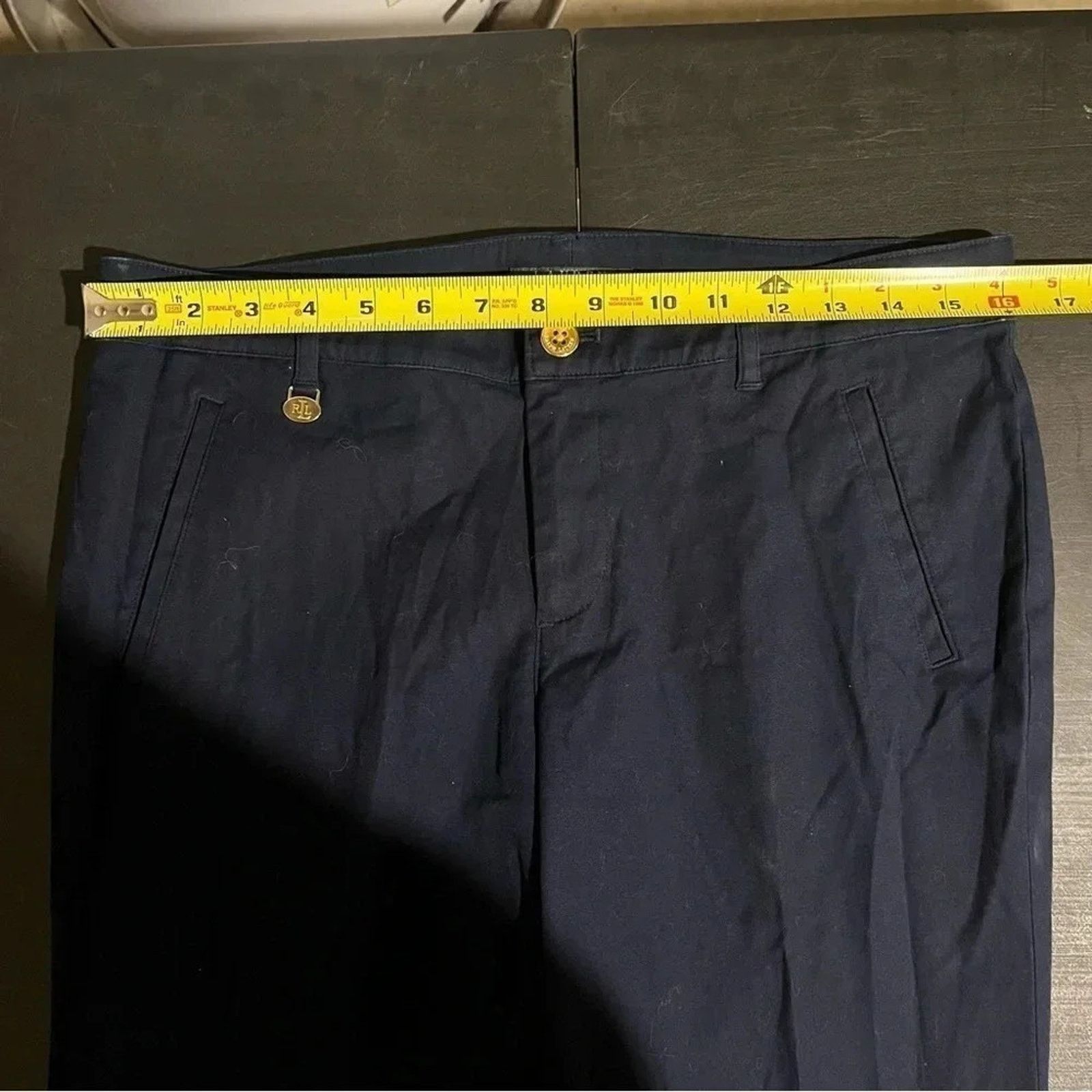 Lauren Ralph Lauren RALPH LAUREN Navy Blue Straight Leg Pants Size 8 Cotton Size 30" / US 8 / IT 44 - 6 Thumbnail