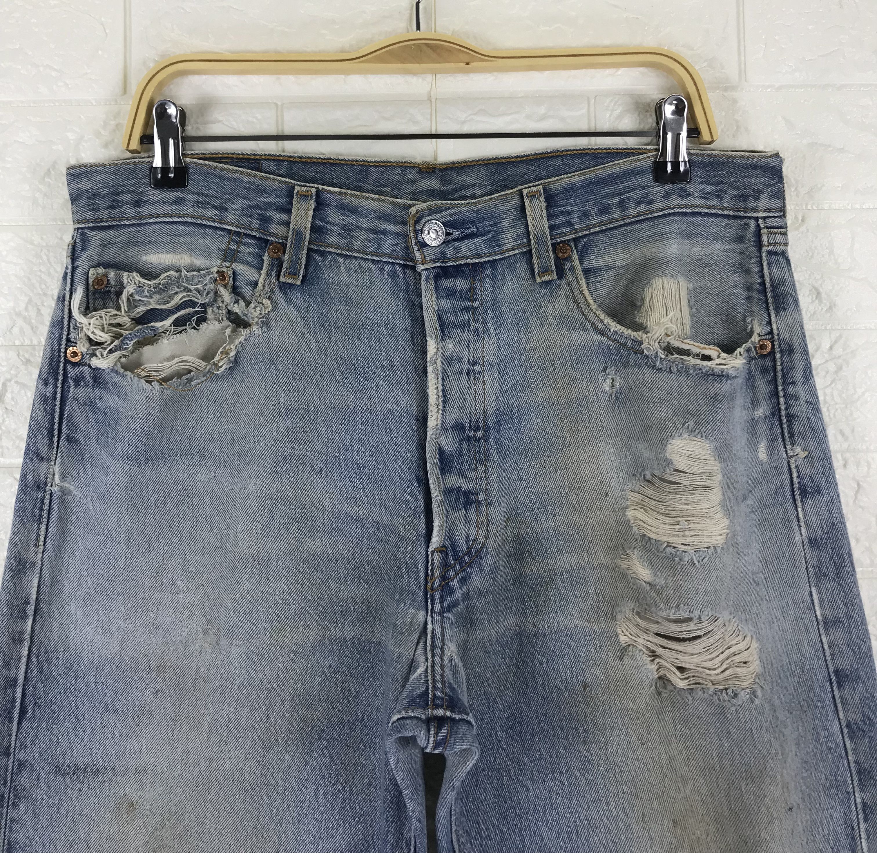 Levi's Vintage Levi's 501 Jeans Rusty Blue Distressed Denim Size US 34 / EU 50 - 2 Thumbnail