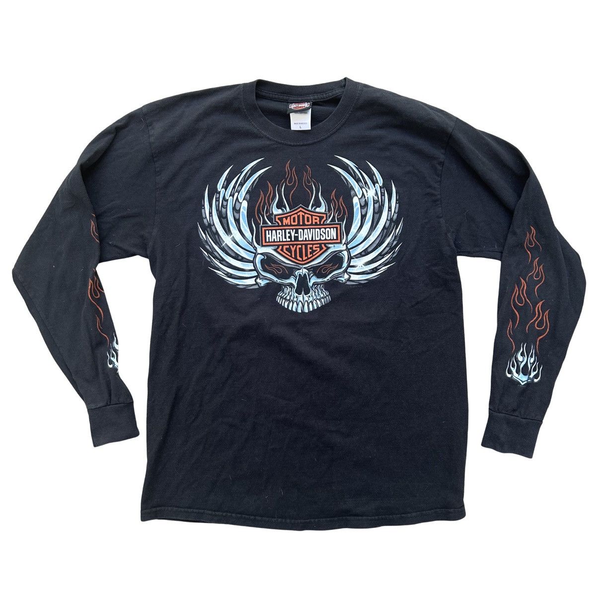 Harley Davidson Harley Davidson Chrome Skull Flames Long Sleeve Shirt Large Size US L / EU 52-54 / 3 - 1 Thumbnail