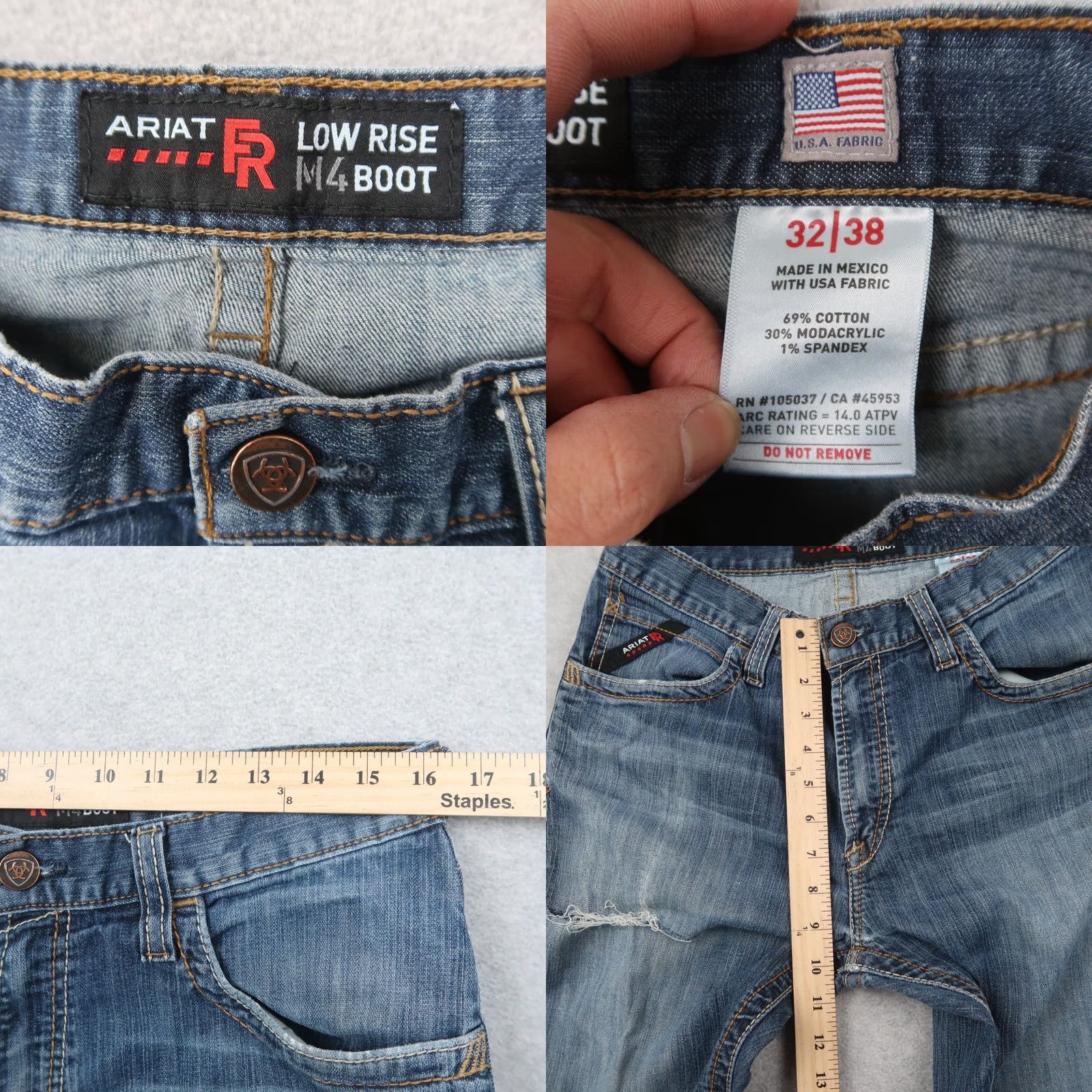 Ariat Ariat M4 Jeans Bootcut Relaxed Men's 32x38 Flame-Resistant CAT2 Blue Denim 5-Pocket USA Cowboy Jeans Mens Size US 32 / EU 48 - 8 Thumbnail