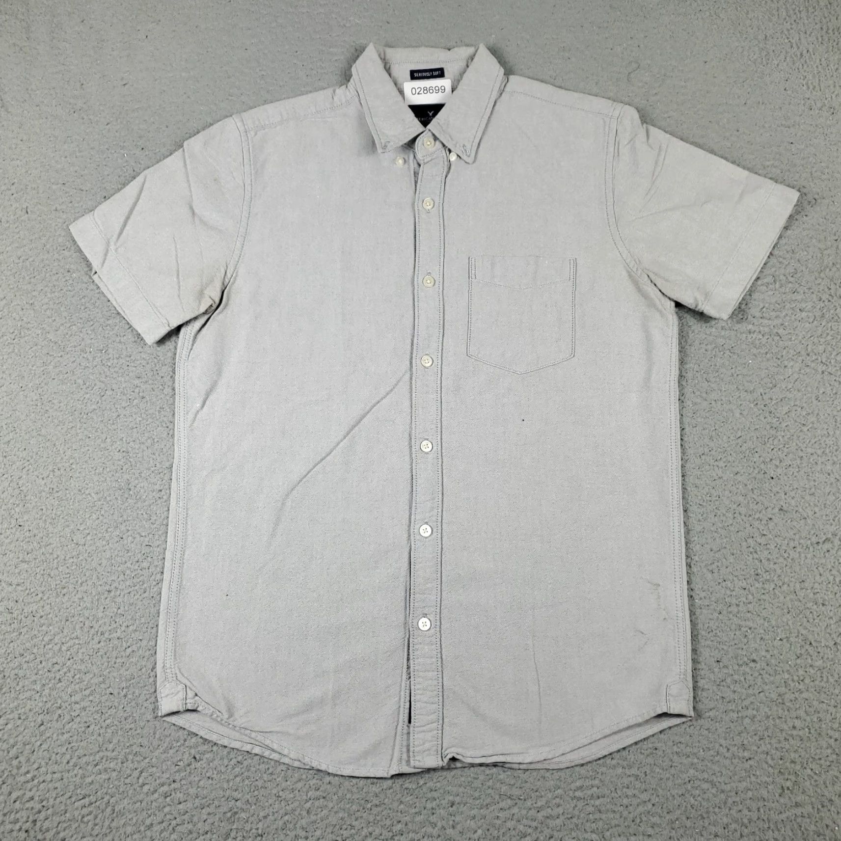 American Eagle Outfitters American Eagle Button-Up Shirt Mens Small Gray Short Sleeve Casual Preppy Size US S / EU 44-46 / 1 - 2 Thumbnail