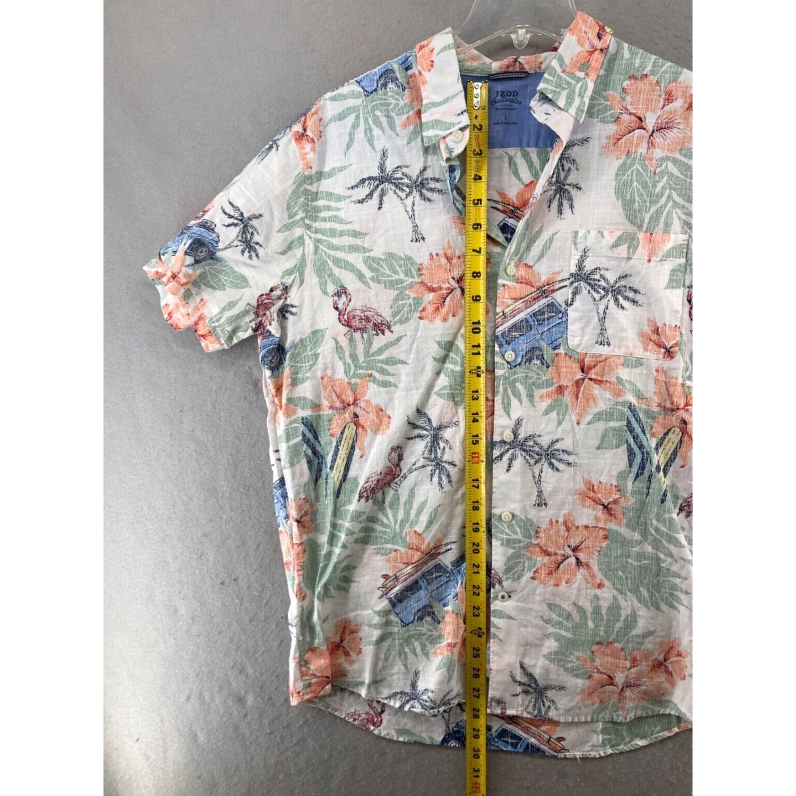 Izod Mens Izod Saltwater Hawaiian Tropical Print Shirt Large Size US L / EU 52-54 / 3 - 3 Thumbnail