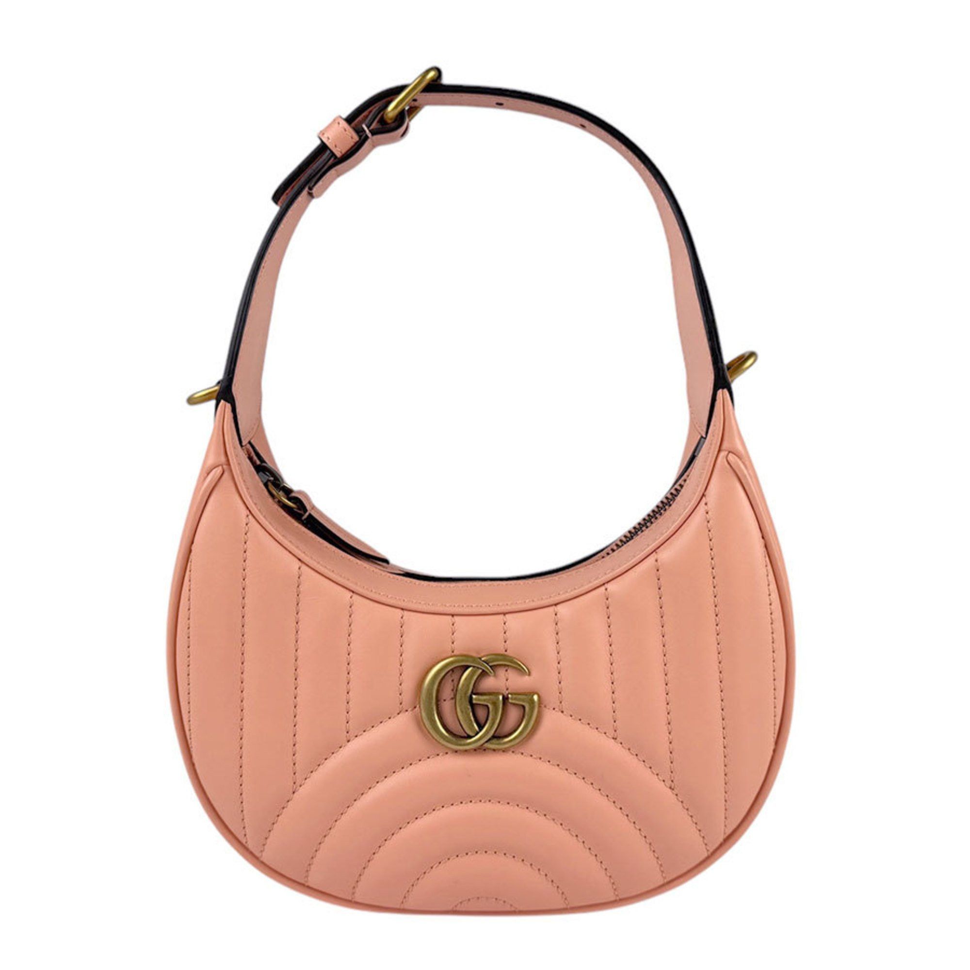 GUCCI Handbag Shoulder Bag GG Marmont Leather Salmon Pink Gold