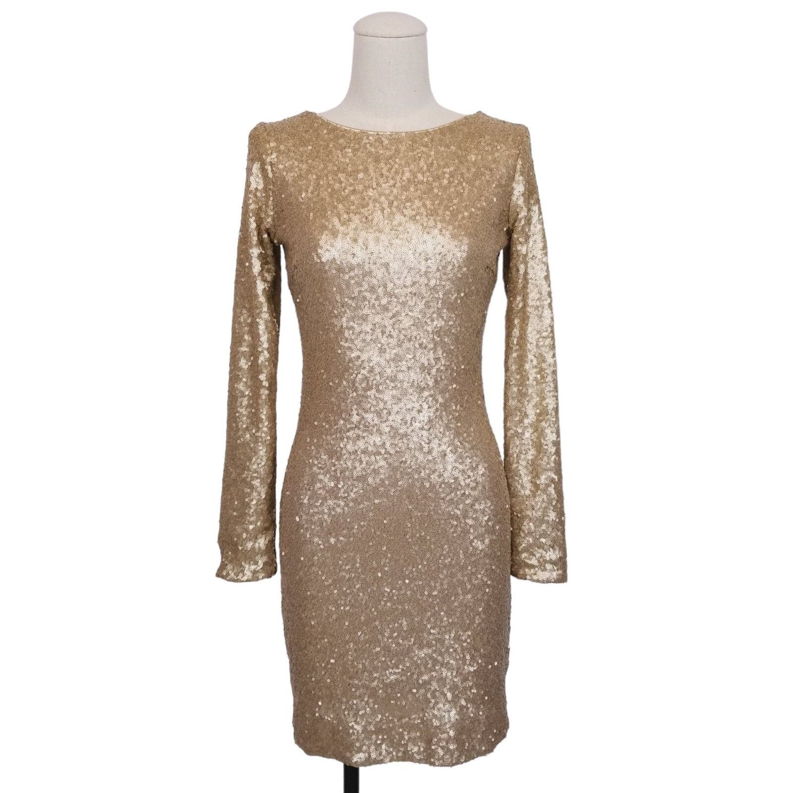 Dress the Population Dress The Population Gold Mini Sequin Bodycon Dress Sz Small Size S / US 4 / IT 40 - 2 Thumbnail