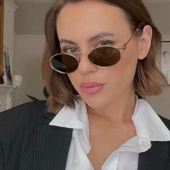 Miu Miu MU52YS 7OE01T Sunglasses Brass Gold Oval Frame  display picture 1