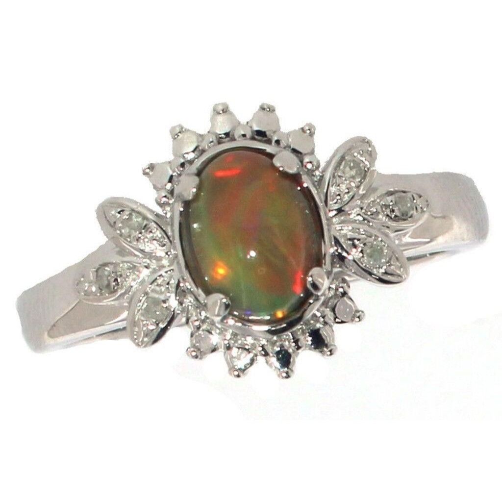Other Natural Cabochon Australian Opal Ring with Small Diamond Si Size ONE SIZE - 1 Thumbnail