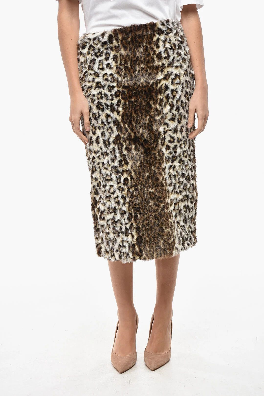 Alexander McQueen og1mm0426 A-Line Eco-Fur Skirt in Brown Size 27" / US 4 / IT 40 - 1 Thumbnail