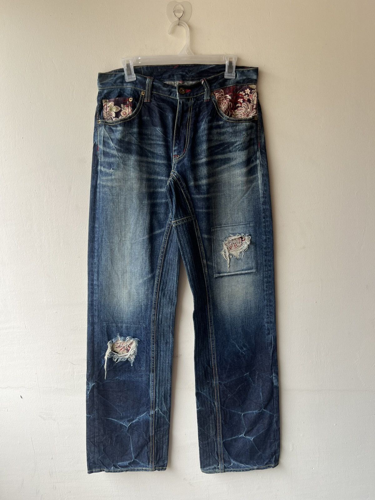 Eternal ETERNAL Japan Distressed Aging Mud Hybrid Denim Loose Jeans Size US 32 / EU 48 - 2 Thumbnail