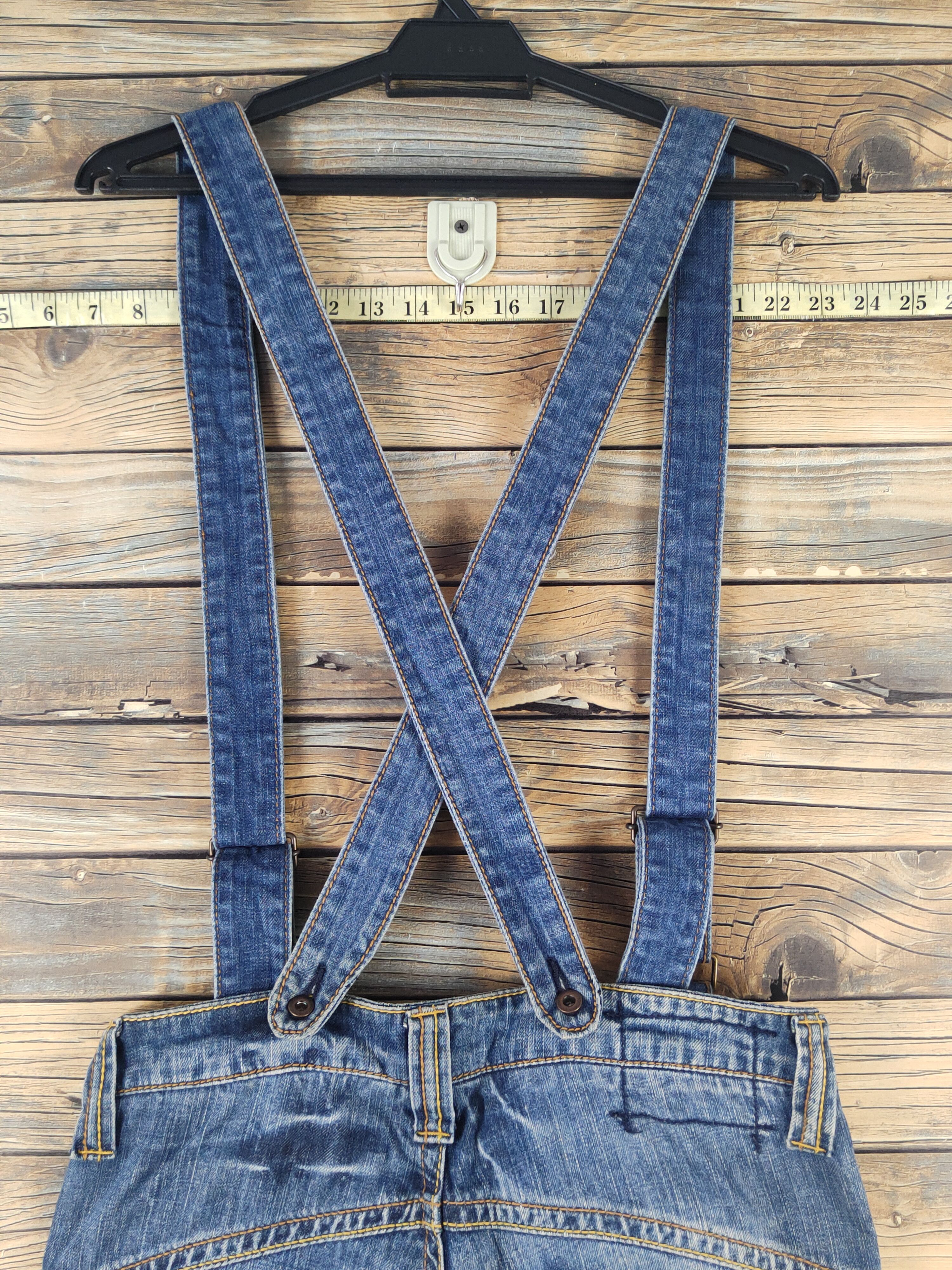 Japanese Brand DL Japanese Brand Blue Distressed Suspender Jeans #1082 Size 28" / US 6 / IT 42 - 11 Thumbnail