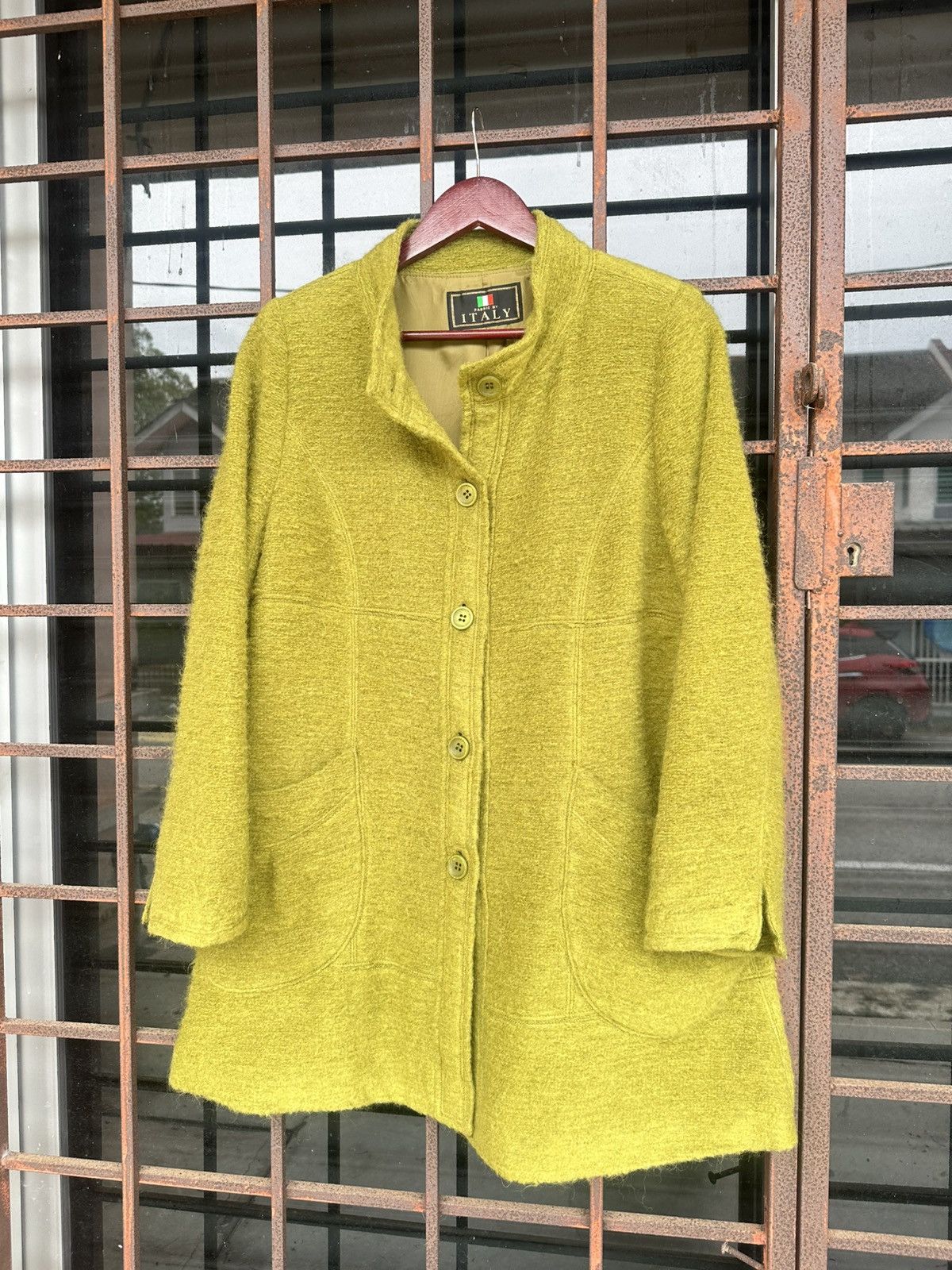 Vintage Wool Long Jacket Italian Fabric Size M / US 6-8 / IT 42-44 - 3 Thumbnail