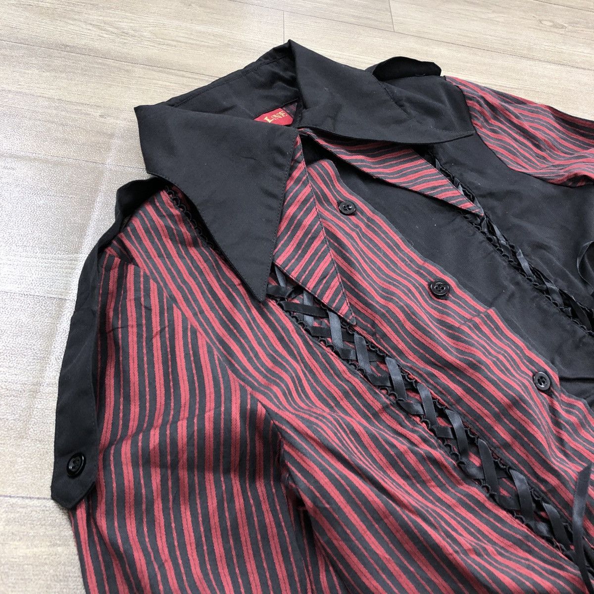 14th Addiction × If Six Was Nine × Le Grande Bleu (L.G.B.) 2000s Body Linr Bondage Punk LGB GOA Striped Button Up Size US M / EU 48-50 / 2 - 6 Thumbnail