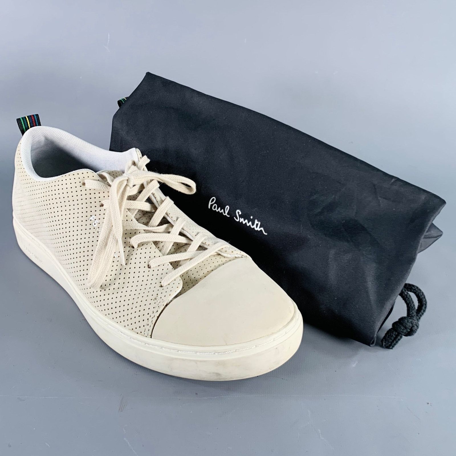 Paul Smith Size 12 Grey Stone Perforated Leather Cap Toe Sneakers Size US 12 / EU 45 - 12 Thumbnail
