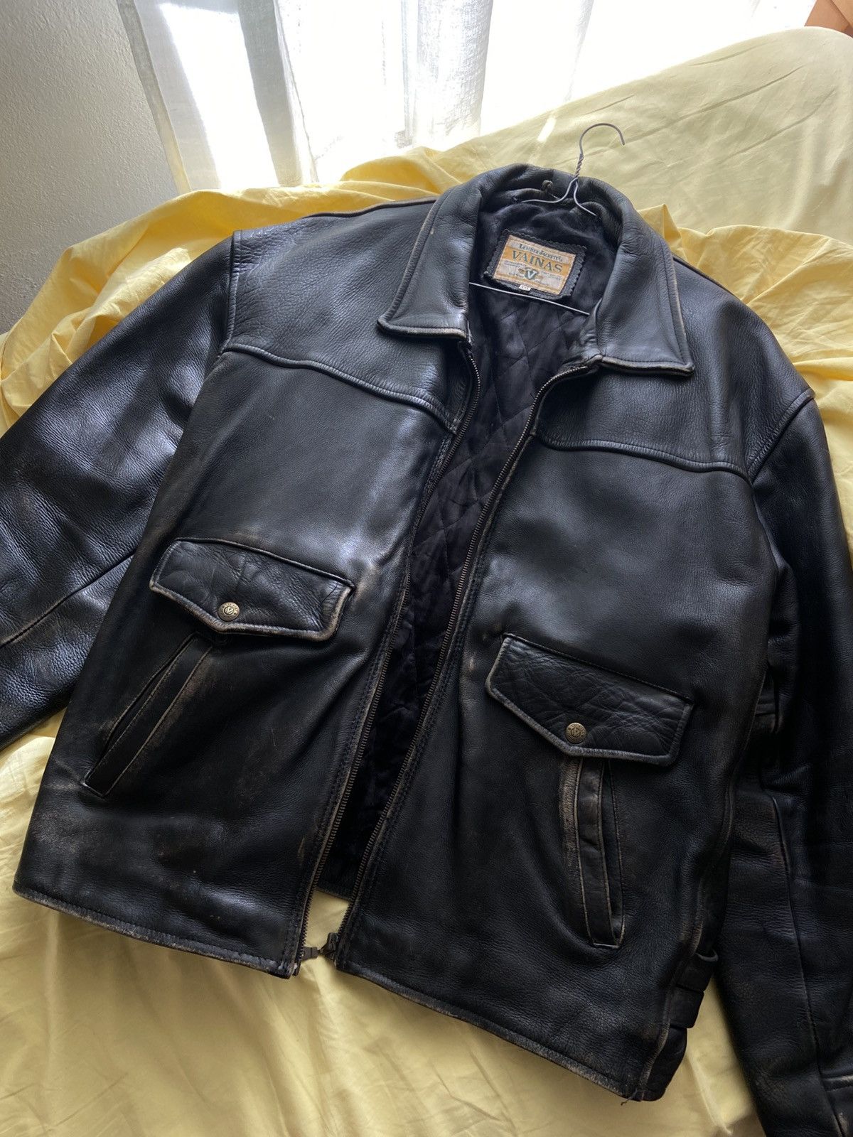 Genuine Leather Vintage real heavy leather bomber jacket Size US XXL / EU 58 / 5 - 1 Thumbnail