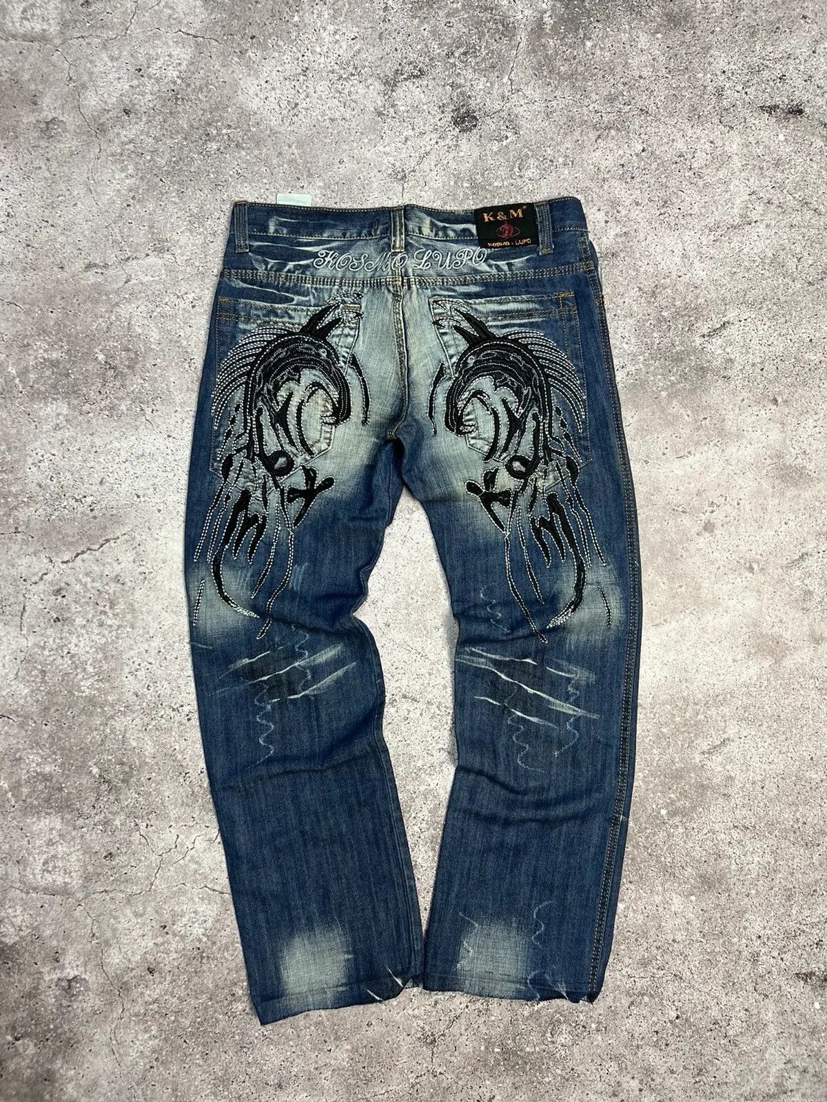 image of Vintage Y2K Style Ed Hardy By Christian Audigier Multipocket in Blue, Men's (Size 32)
