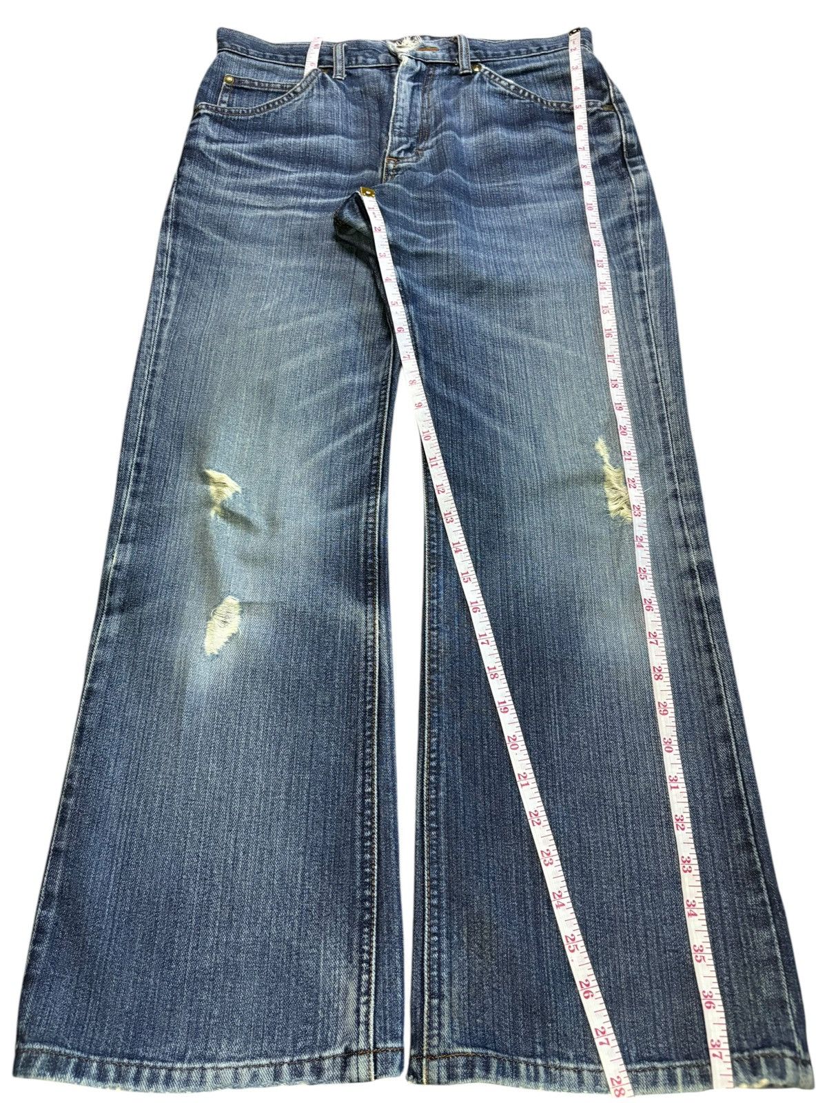 Lee Vintage Lee Blue Wash Distressed Bootcut Flare Jeans Size US 31 - 13 Thumbnail