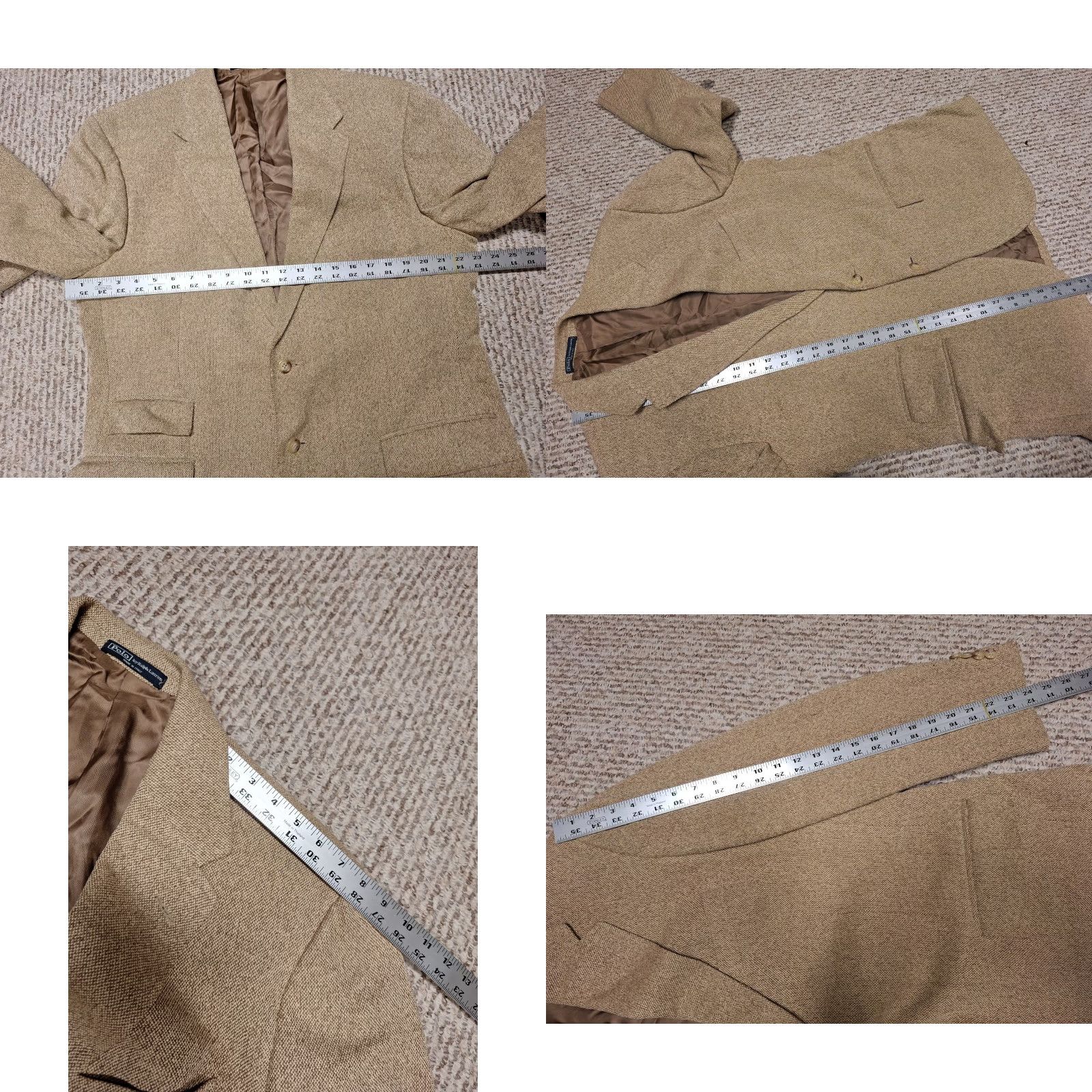Polo Ralph Lauren VINTAGE Polo Ralph Lauren Blazer Mens 46R Tan VTG Made In Italy 100% Silk Distressed Size US XXL / EU 58 / 5 - 9 Thumbnail