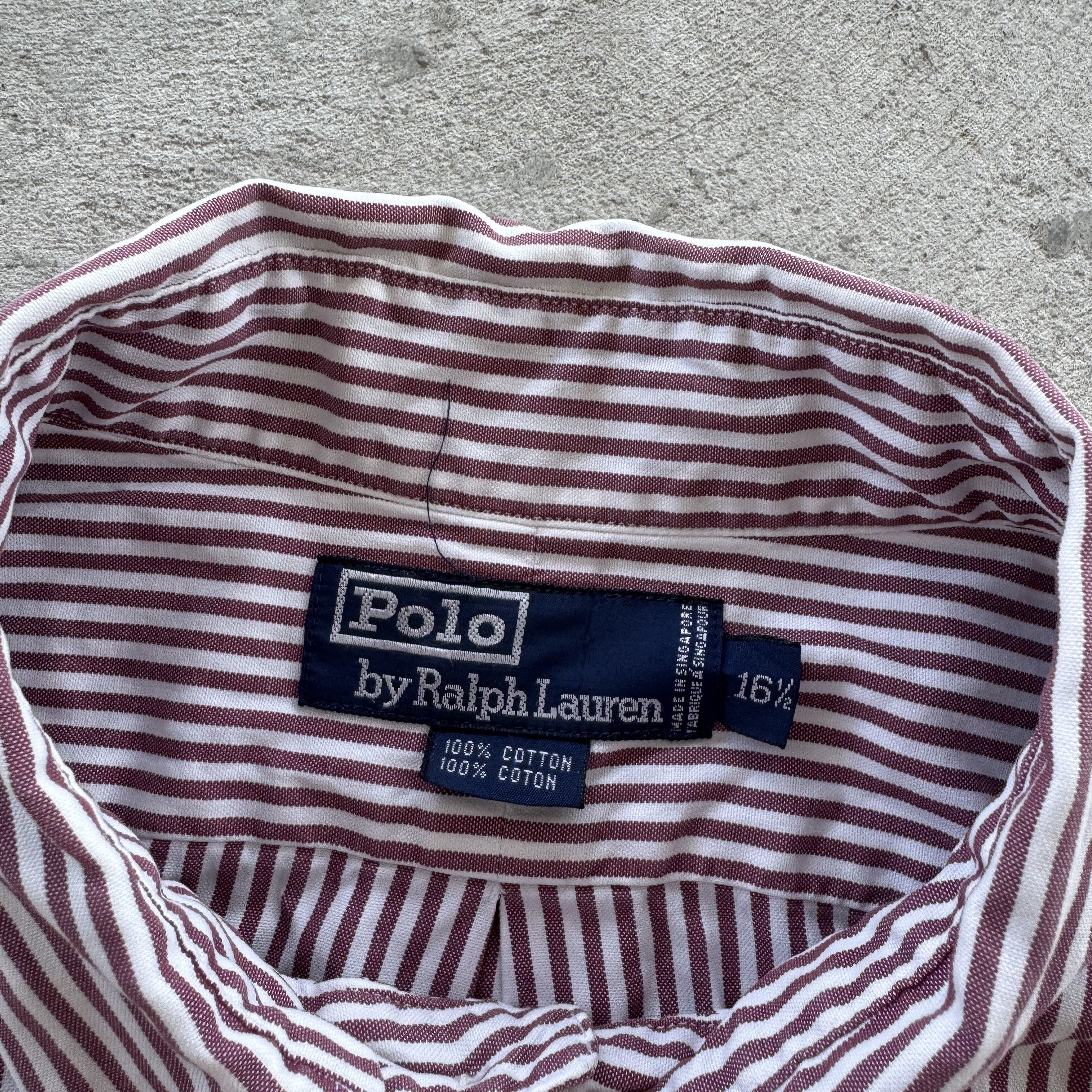 Polo Ralph Lauren Polo Ralph Lauren Striped Shirt 16.5 Large Burgundy Size US L / EU 52-54 / 3 - 5 Thumbnail