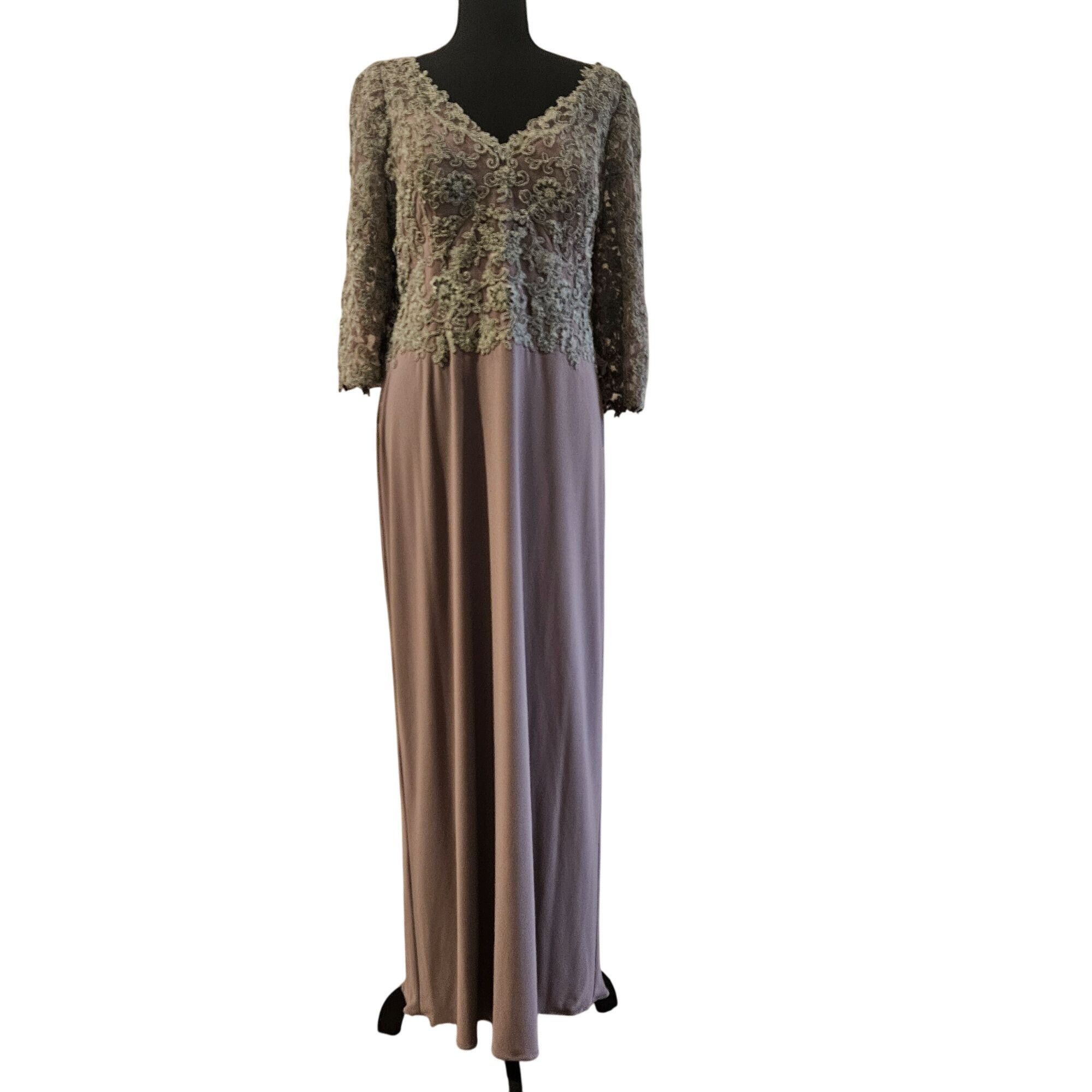 Other Jade Couture by Jasmine Lace Gown Gray 12 Formal Evening Dre Size XL / US 12-14 / IT 48-50 - 2 Thumbnail