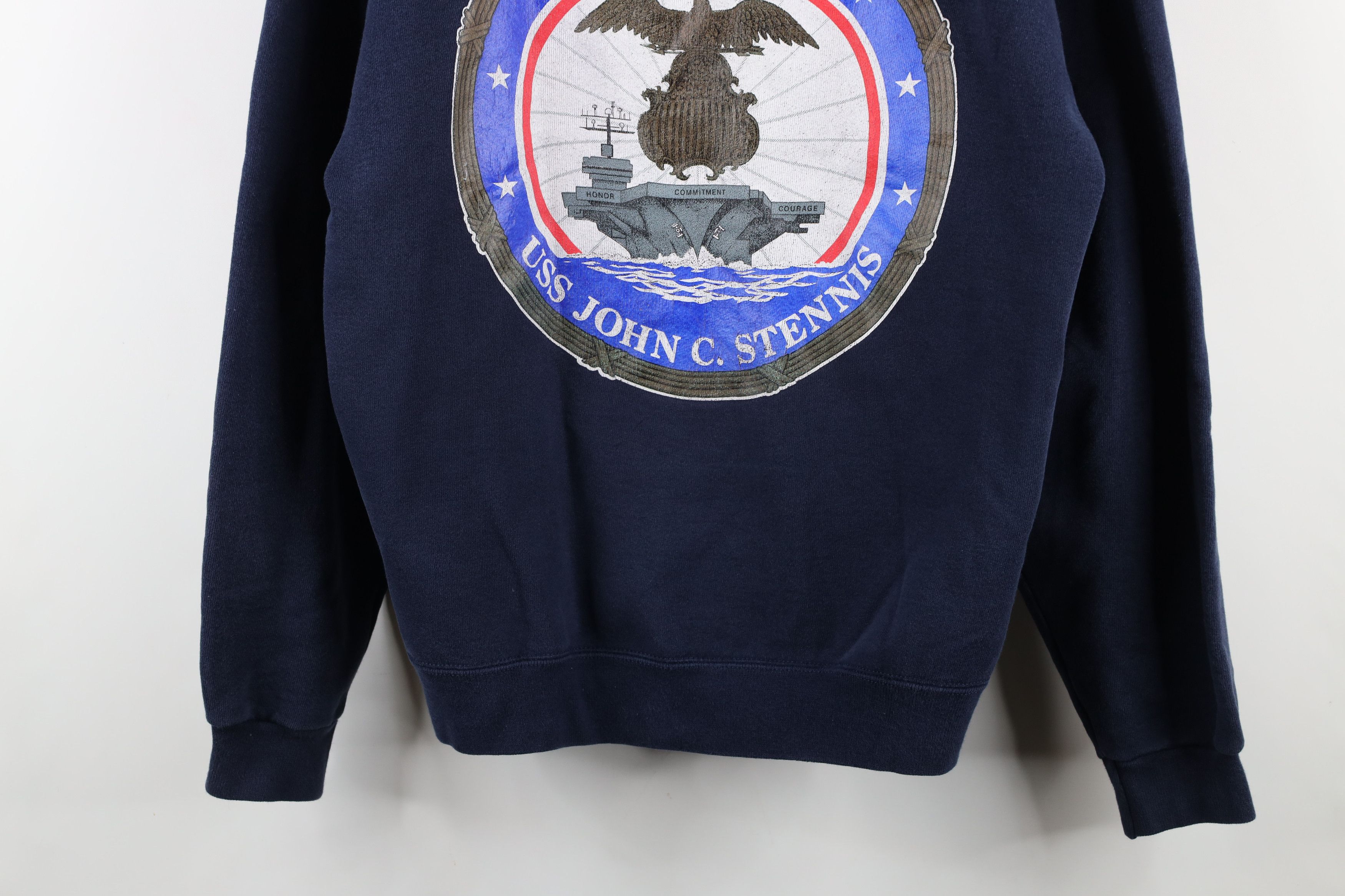 Vintage Vintage 90s John C Stennis CVN 74 War Ship Sweatshirt USA Size US L / EU 52-54 / 3 - 3 Thumbnail