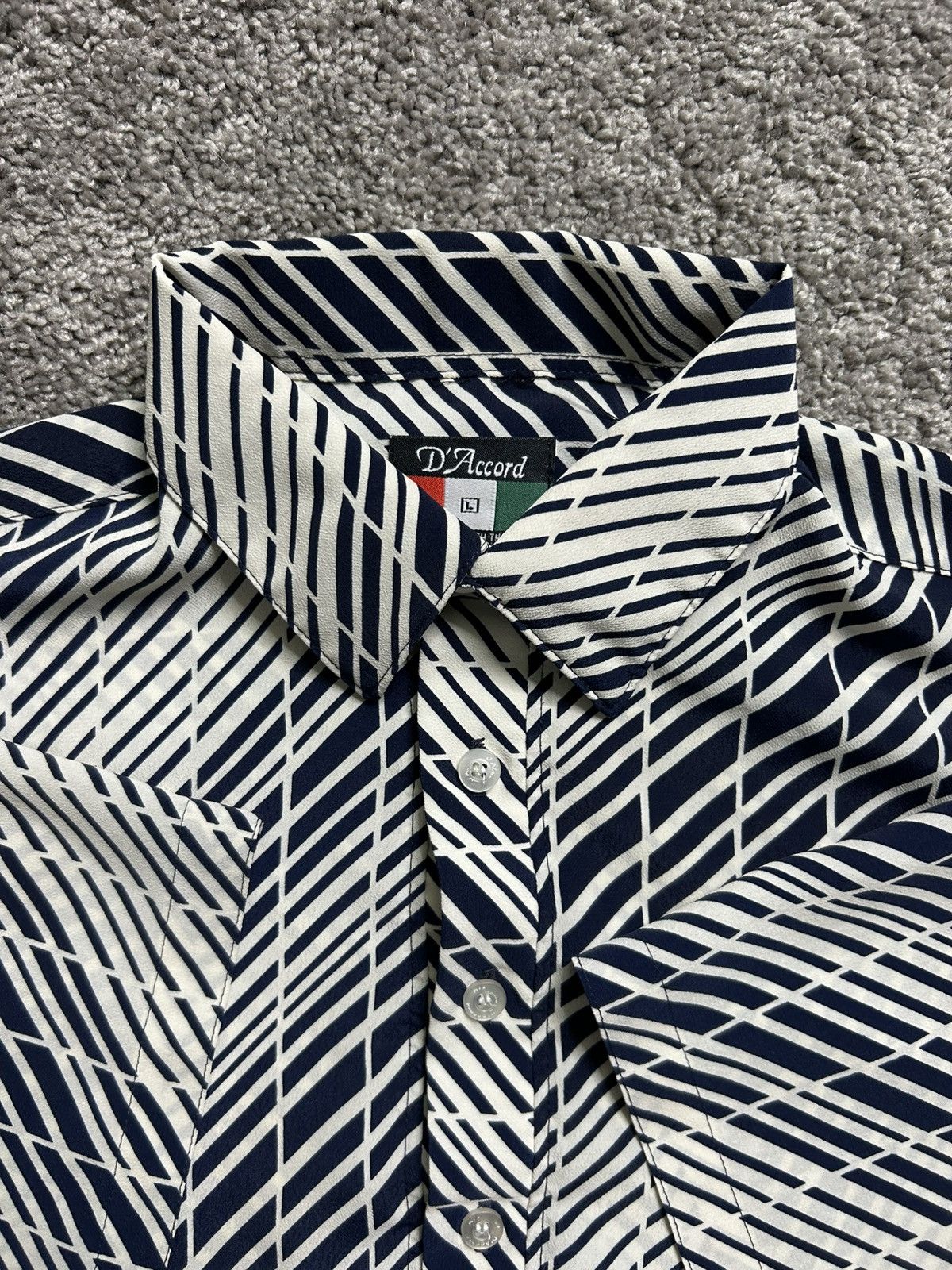 Vintage Vintage 80s/90s D’Accord Polo Shirt Navy White Made in USA Size US L / EU 52-54 / 3 - 6 Thumbnail
