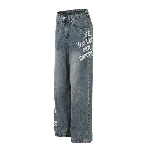 Jean American street hip-hop trend loose letter print jeans Size US 32 / EU 48 - 2 Thumbnail