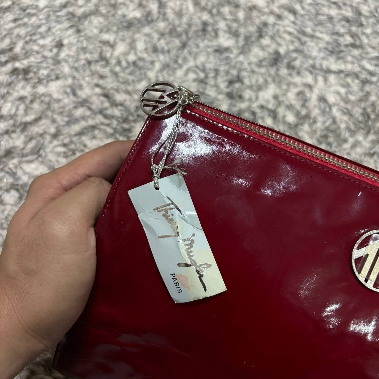 Thierry Mugler Vintage Thierry Mugler Burgundy Patent Leather Clutch Bag Size ONE SIZE - 6 Thumbnail