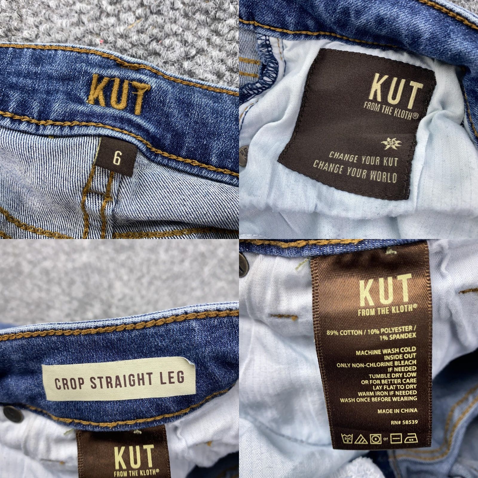 Vintage KUT from the Kloth Jeans Womens 6 Blue Crop Straight Leg Mid Rise Stretch Denim Size 28" / US 6 / IT 42 - 8 Thumbnail
