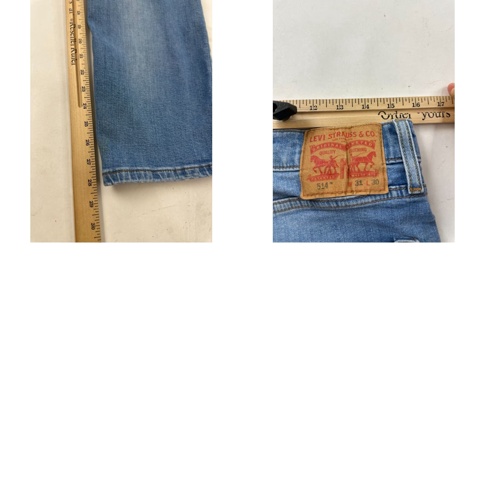 Levi's Levi’s 514 Jeans Mens 31x30 Blue Denim Faded Stitch Straight Leg Red Tab Shirt? Size US 31 - 8 Thumbnail