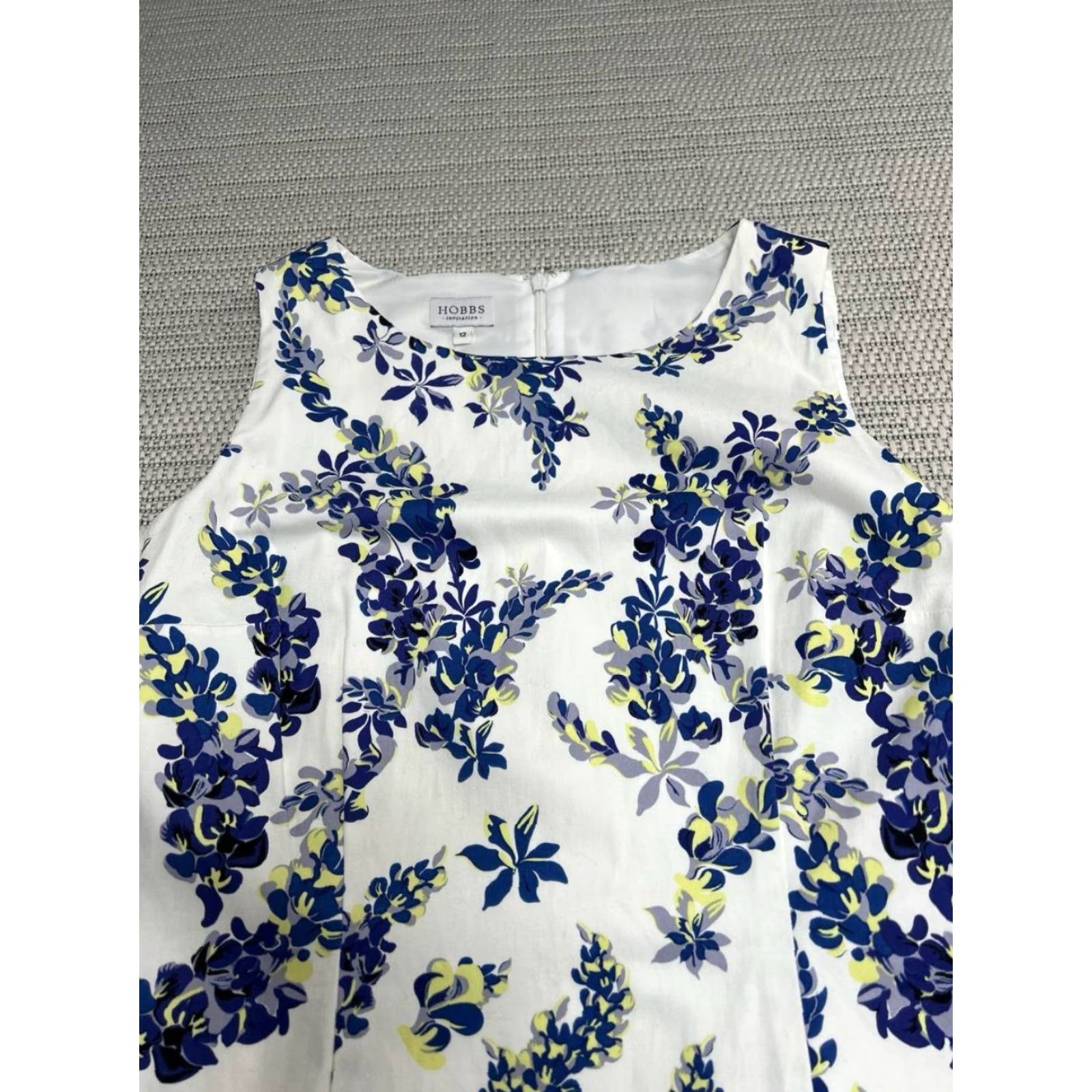 Vintage Hobbs Pencil Dress Womens 12 White Back Zip Stretch Floral Print Size XL / US 12-14 / IT 48-50 - 3 Thumbnail