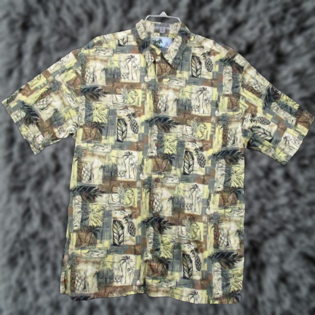 Gloverall VINTAGE AFTCO Bluewater Button Up Shirt Large Mens Floral All Over Print Hawaiian Pocket Shirt - Mens Size L Beige Cotton Button-Up Short Sleeve Size US L / EU 52-54 / 3 - 1 Thumbnail