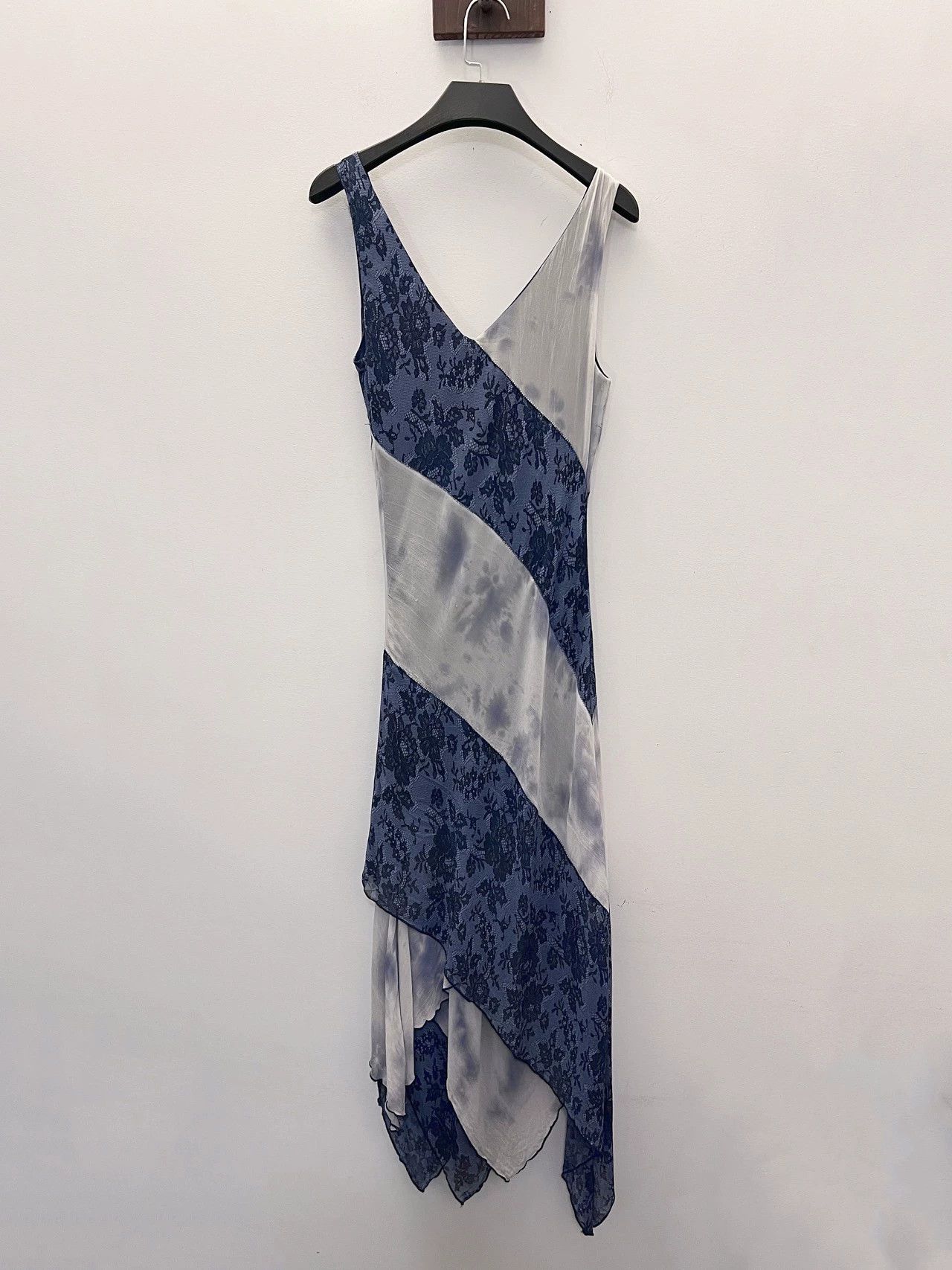 Other French Vintage Stretch Print Tulle Asymmetric Women's Dress S Size S / US 4 / IT 40 - 7 Thumbnail