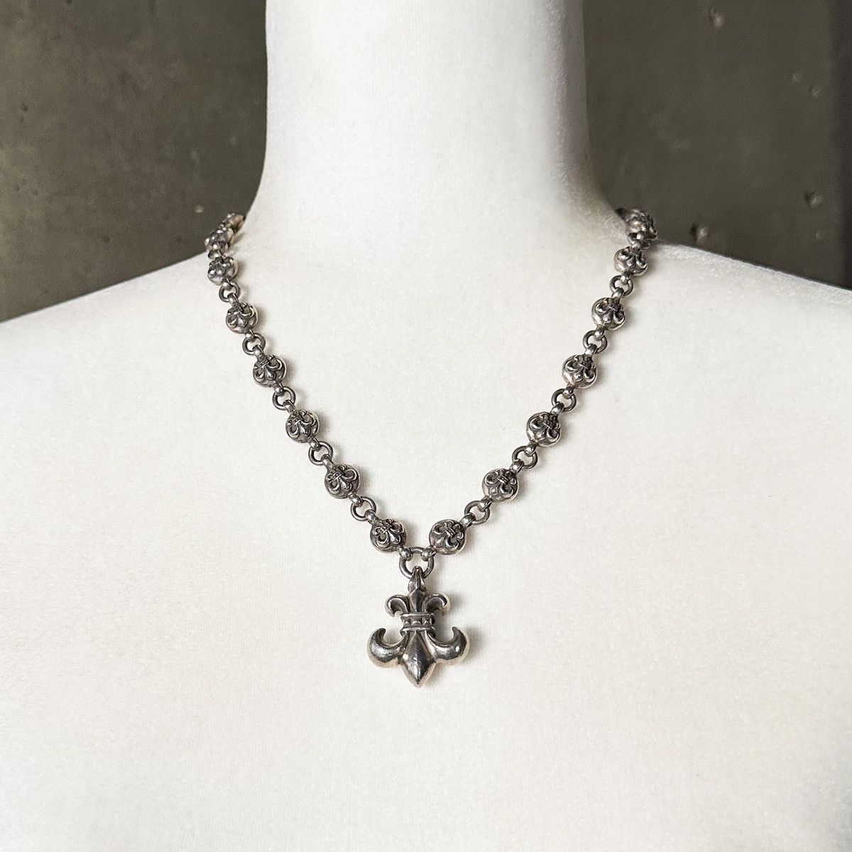 Chrome Hearts BS Fleur Charm Cross Ball .925 Silver Chain Necklace Size ONE SIZE - 2 Thumbnail