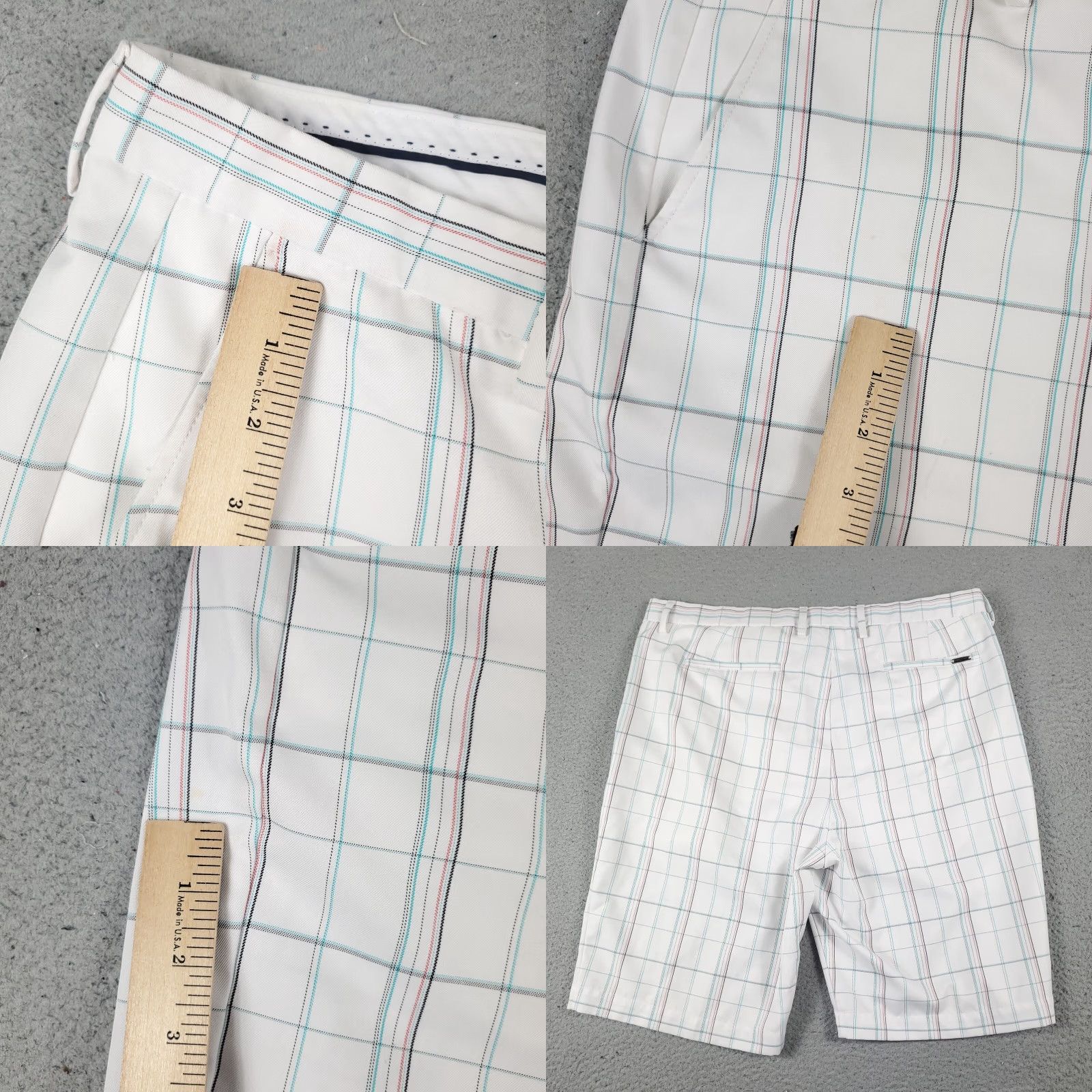 Vintage Greg Norman Shorts Mens Size 34 White Blue Check Golf Casual Flat Front Chino Regular Waist 34 Size US 34 / EU 50 - 8 Thumbnail